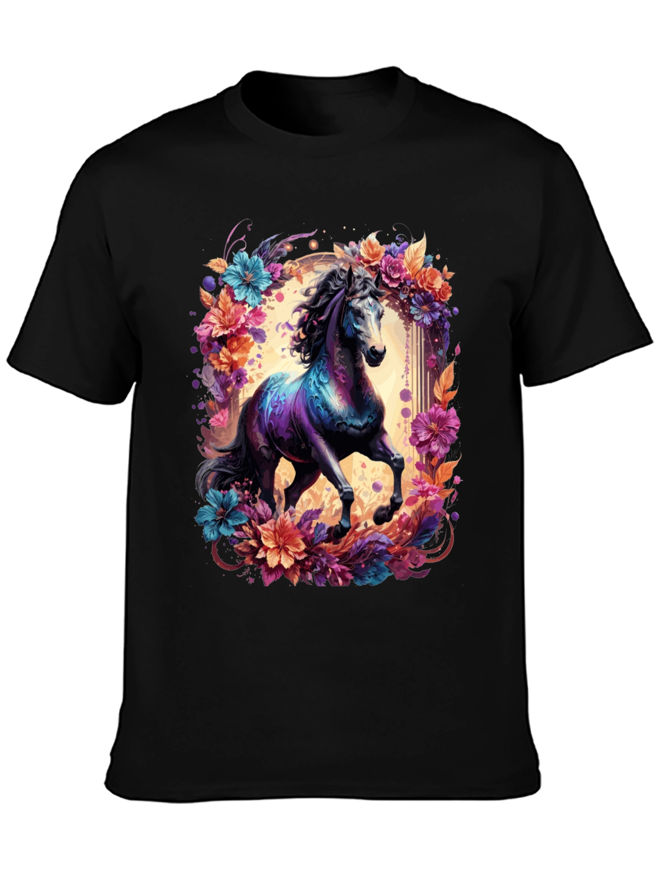 Floral Horse Graphic Tee - Unique Design