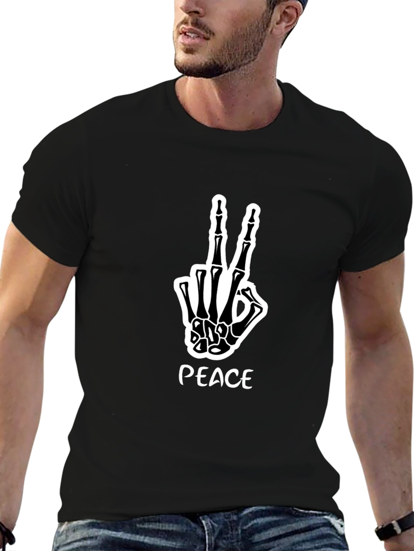 Peace Skeleton Hand Graphic Tee