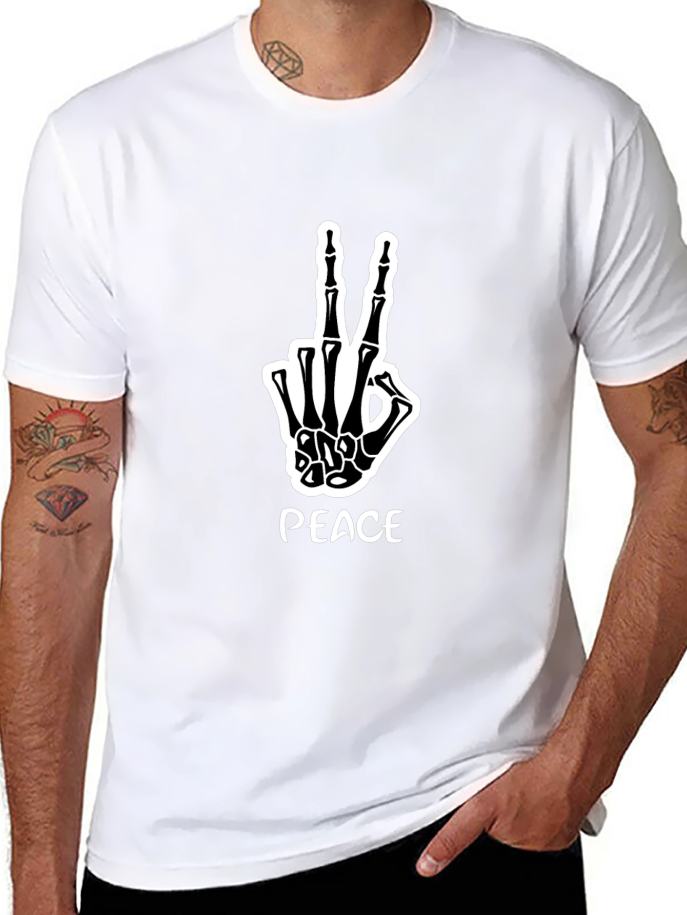 Peace Skeleton Hand Graphic Tee