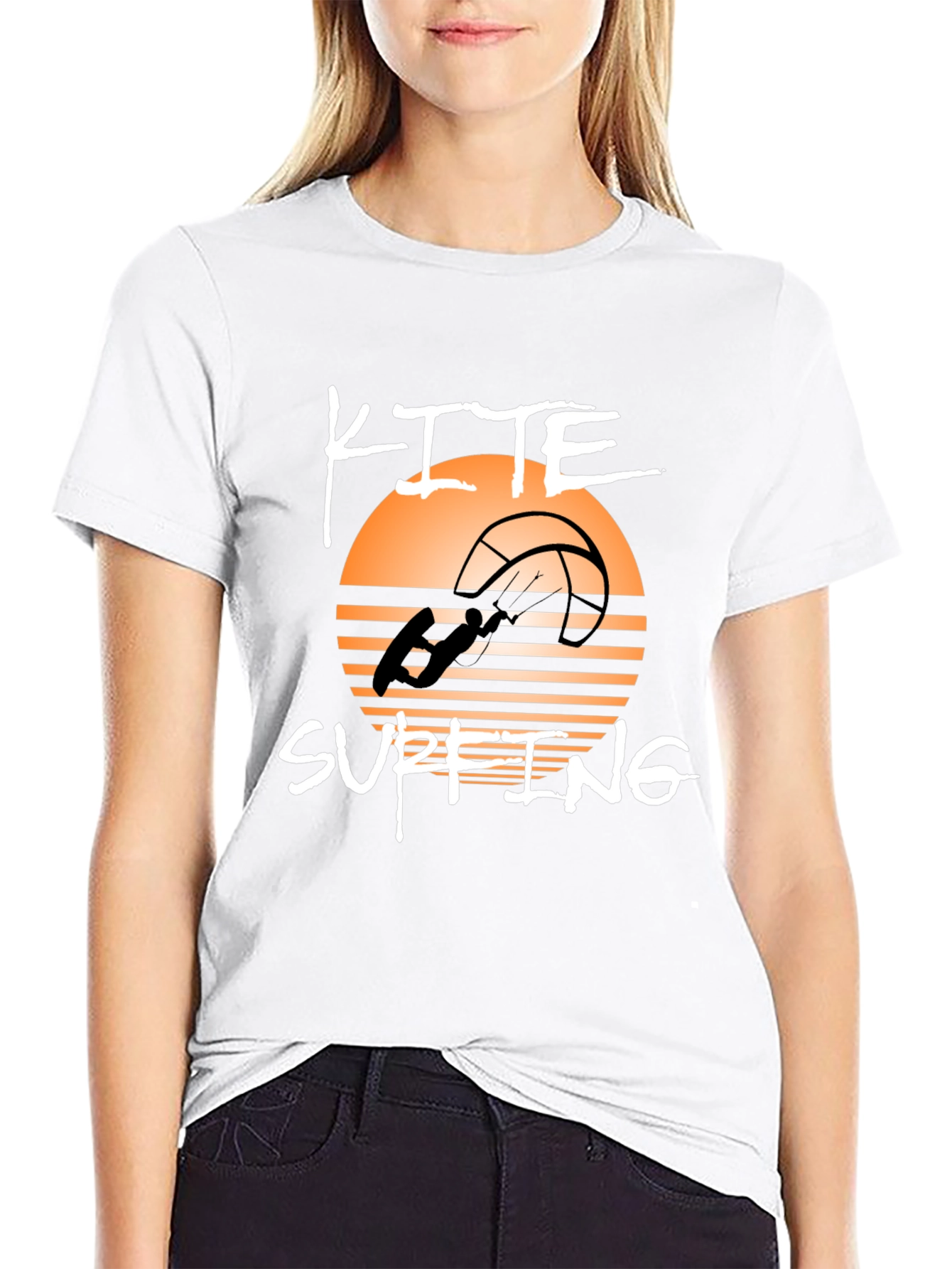 Kite Surfing Graphic Tee - Black Cotton T-Shirt