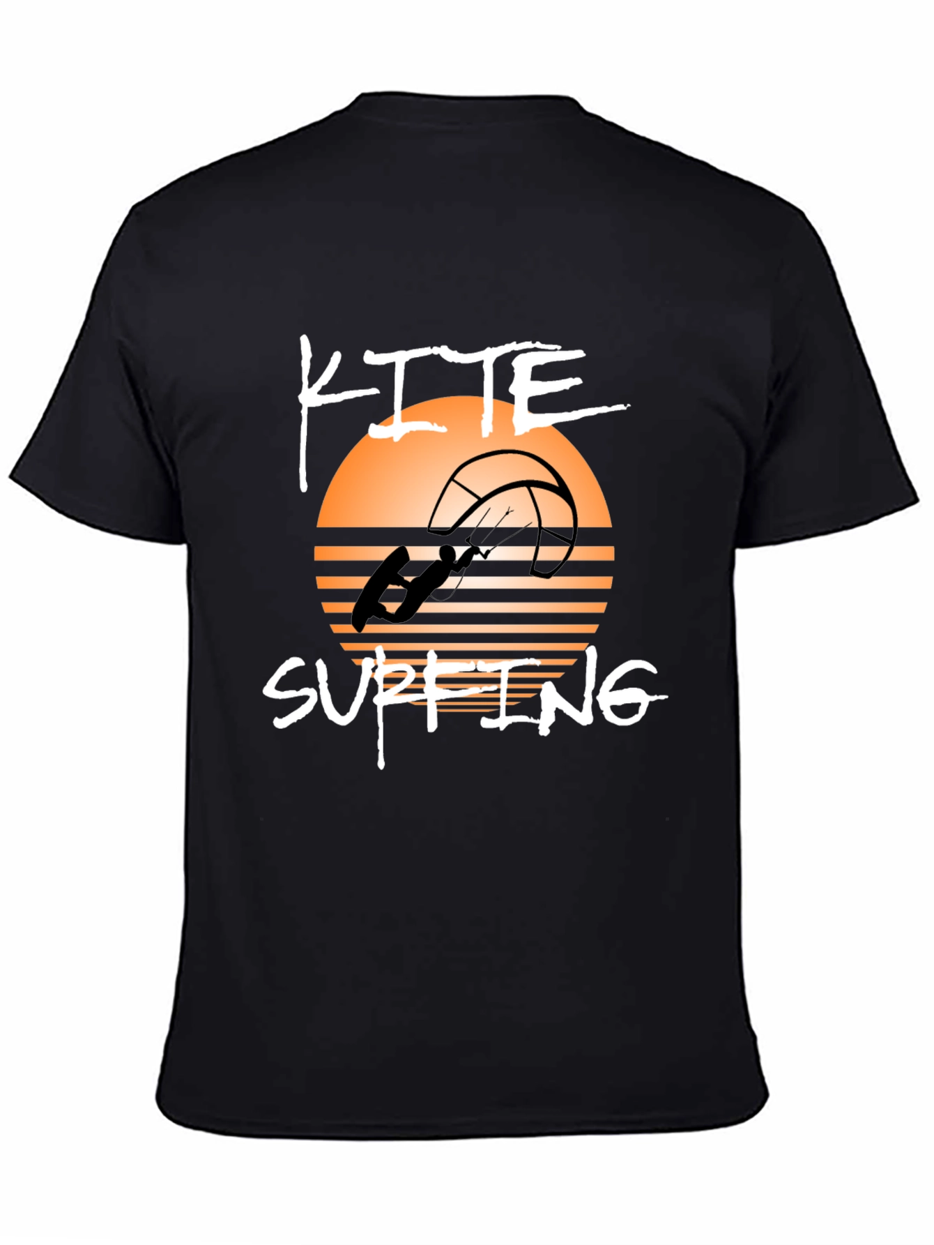 Kite Surfing Graphic Tee - Black Cotton T-Shirt