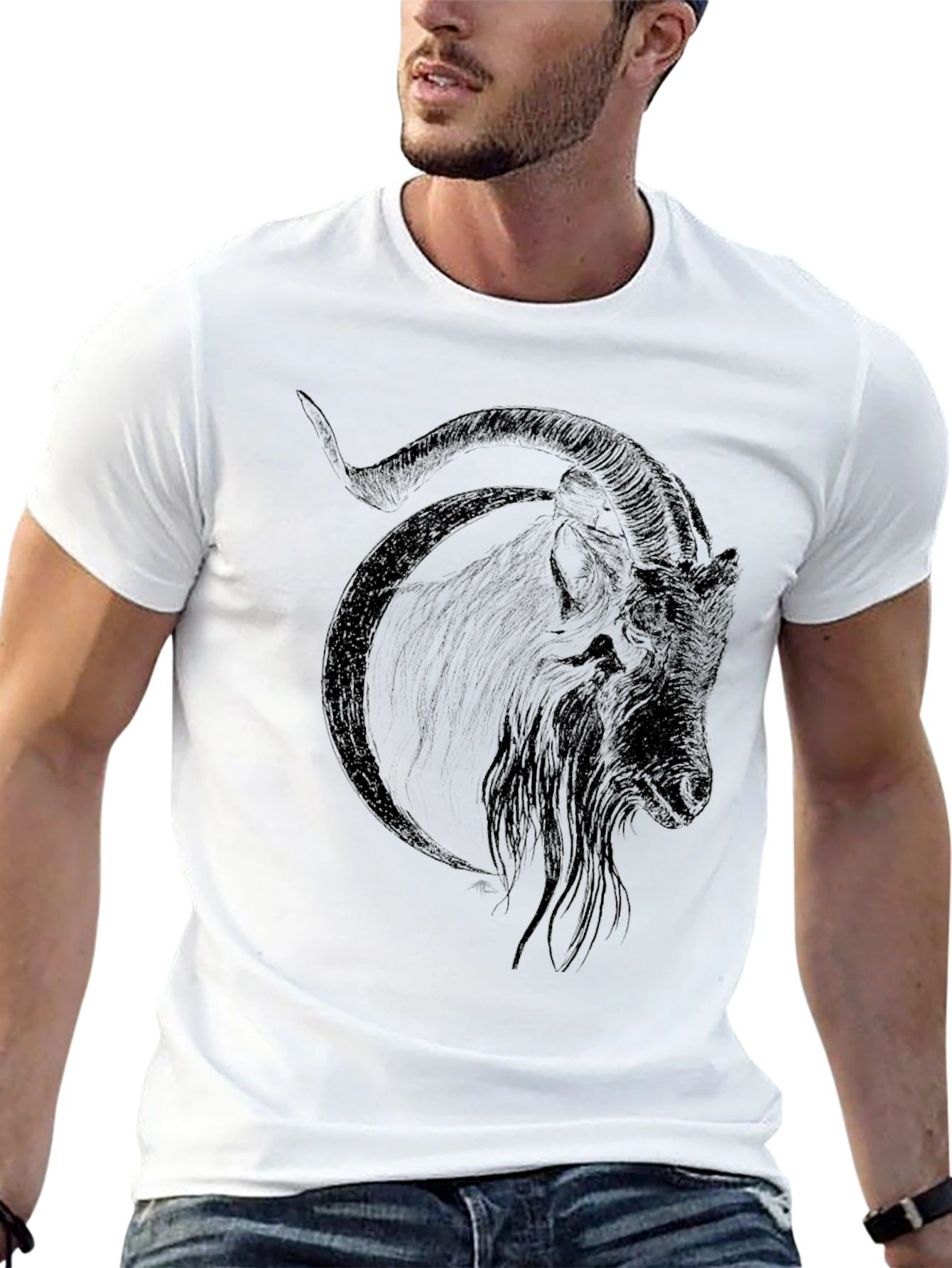 Black Goat Graphic Tee - Mens Casual T-Shirt