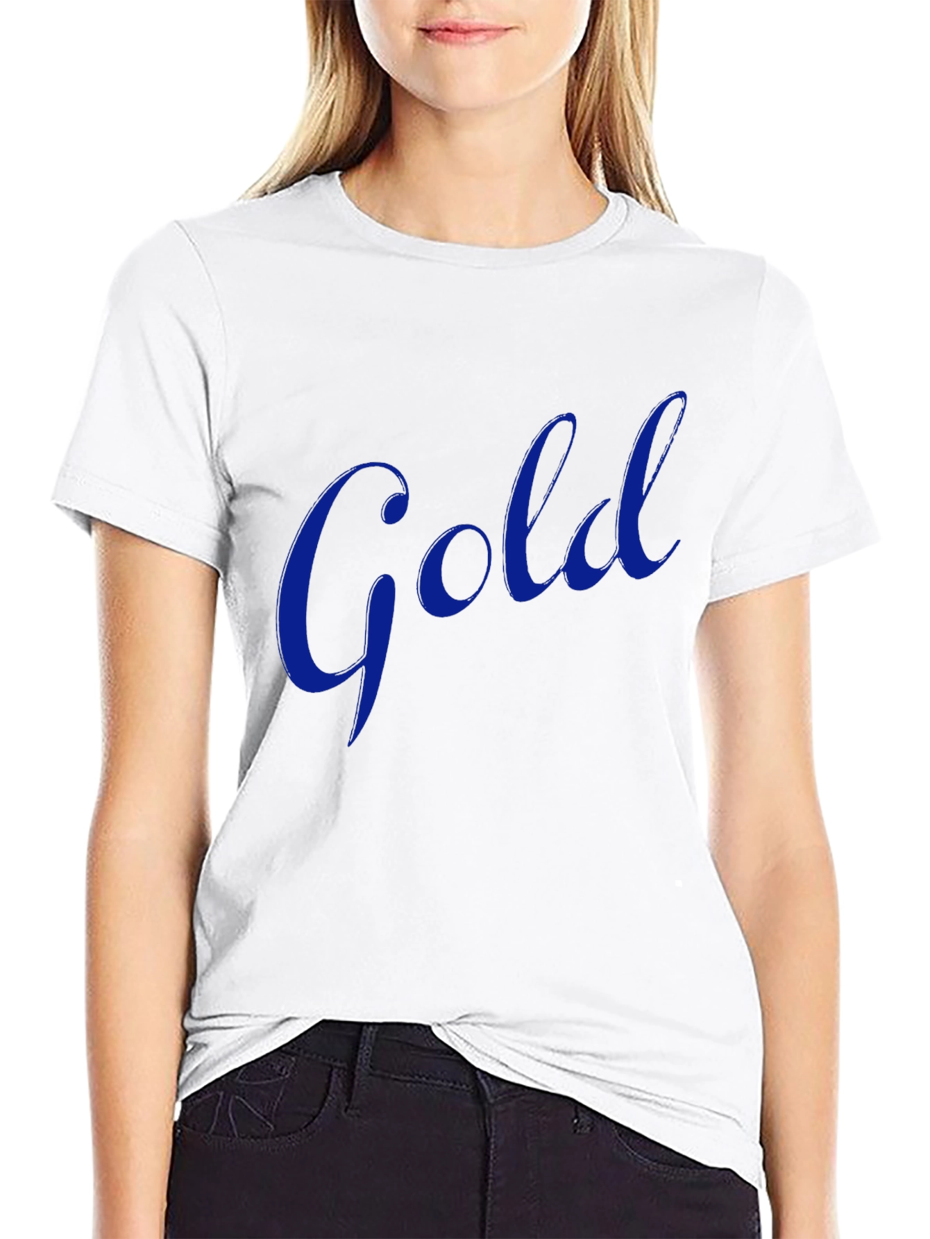 Mens Black T-Shirt with Blue Gold Graphic