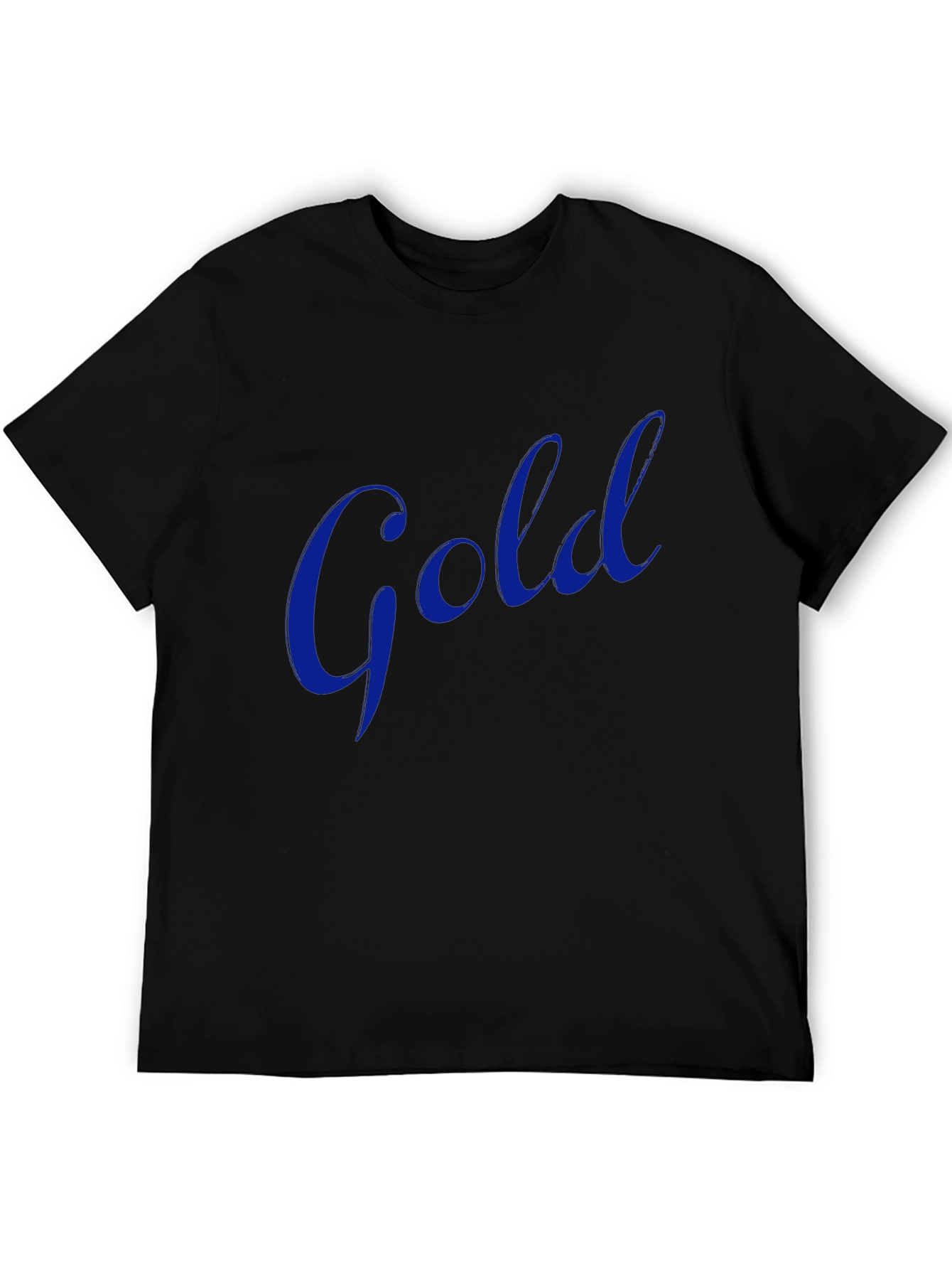 Mens Black T-Shirt with Blue Gold Graphic