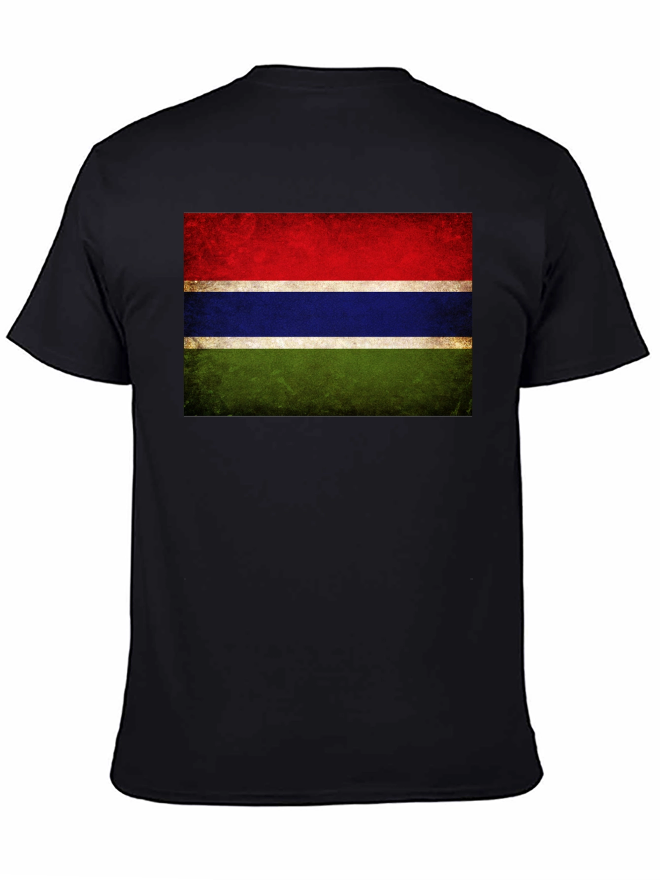 Gambia Flag Graphic Tee - Black Cotton Casual Shirt