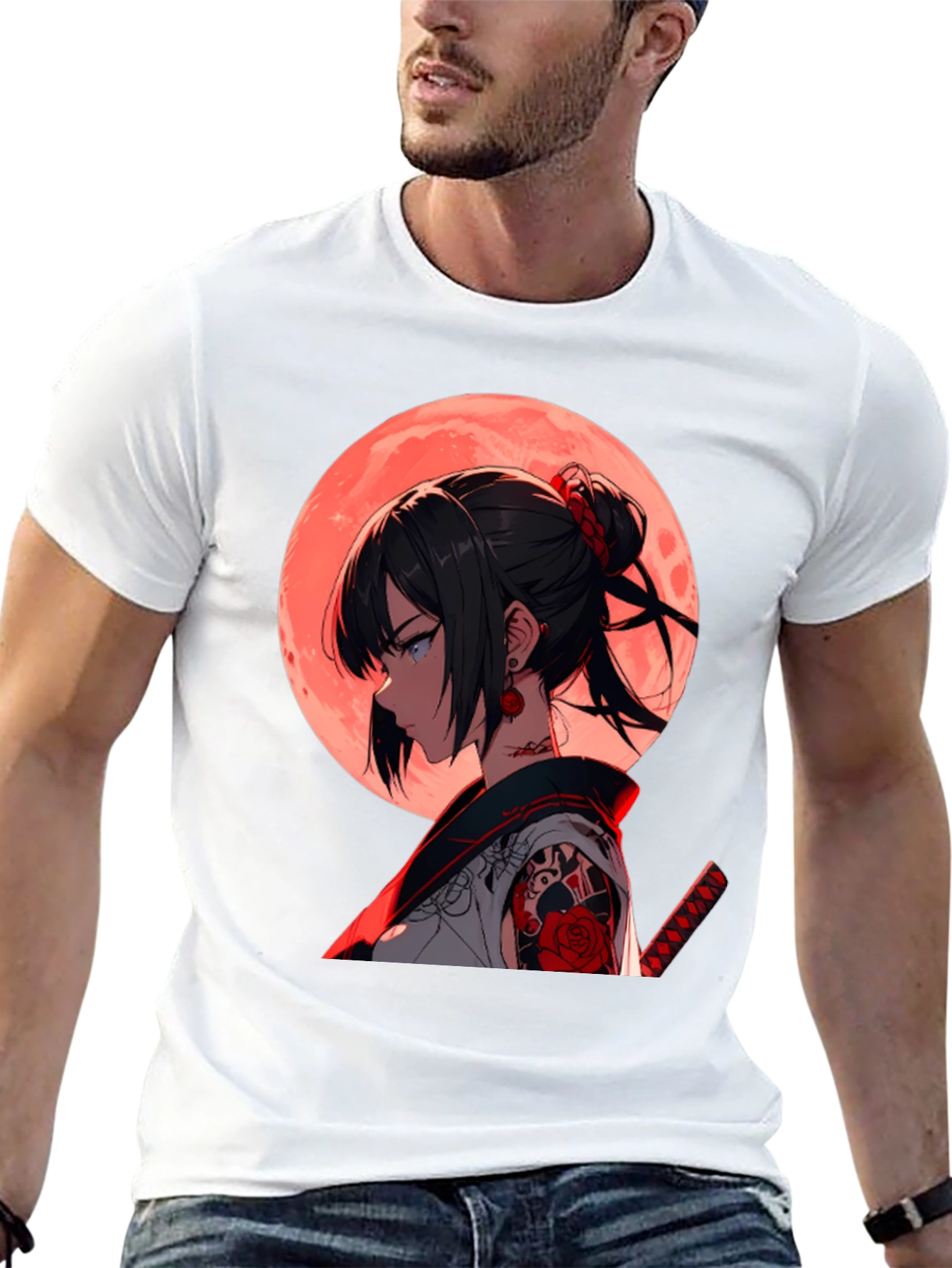 Anime Girl Graphic Black T-Shirt