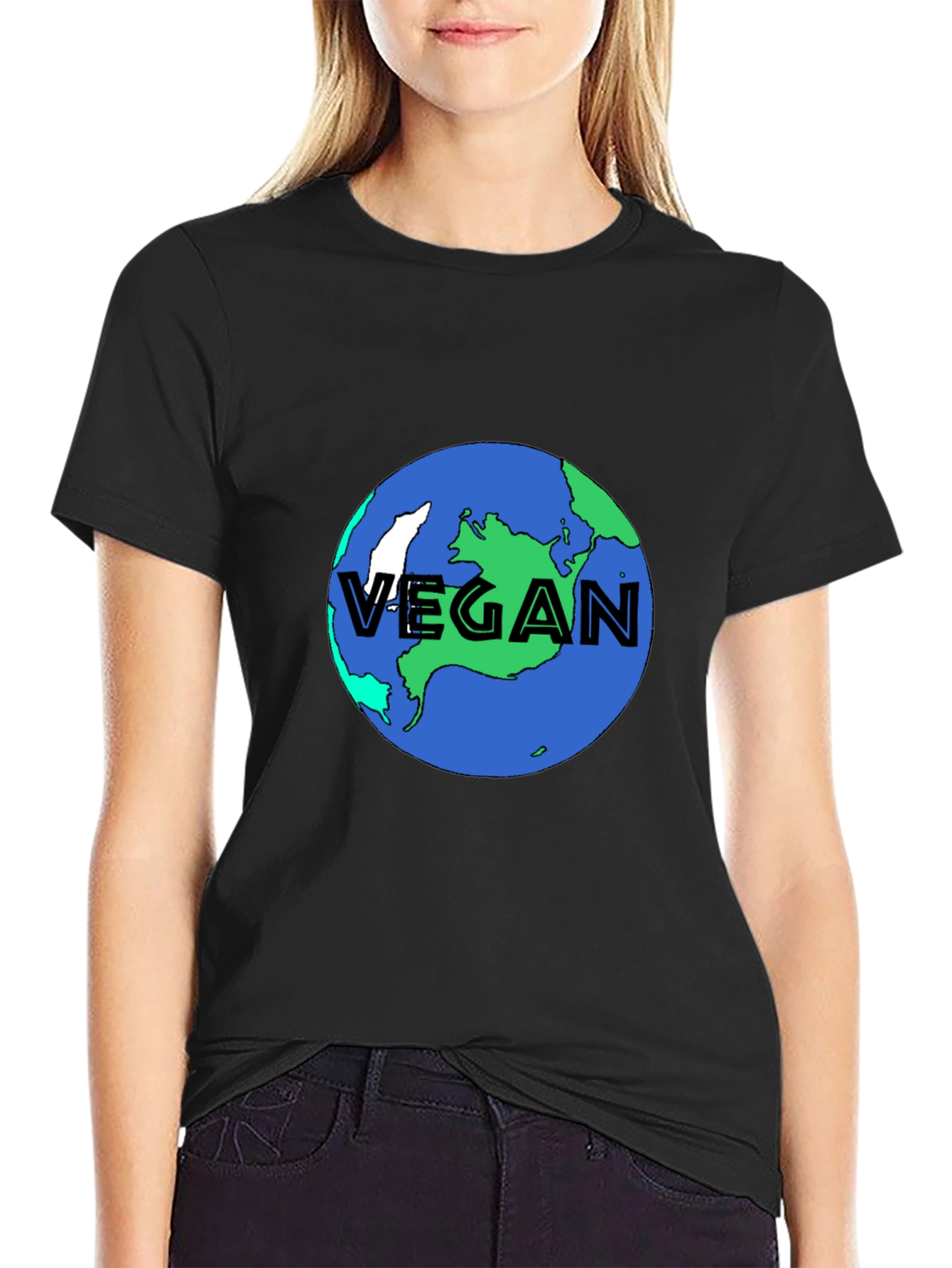 Vegan Earth Graphic Tee - Black Sustainable Fashion