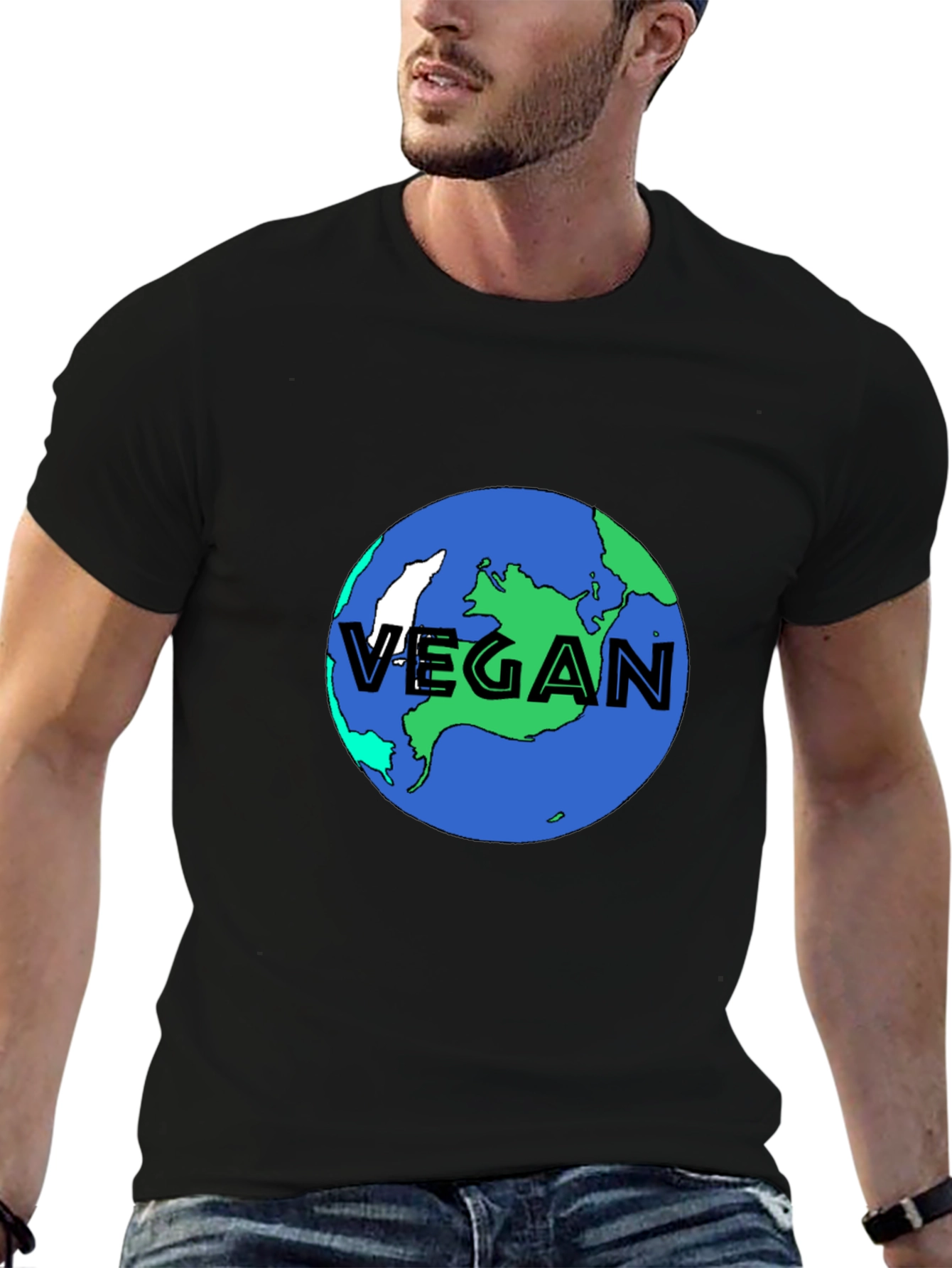 Vegan Earth Graphic Tee - Black Sustainable Fashion