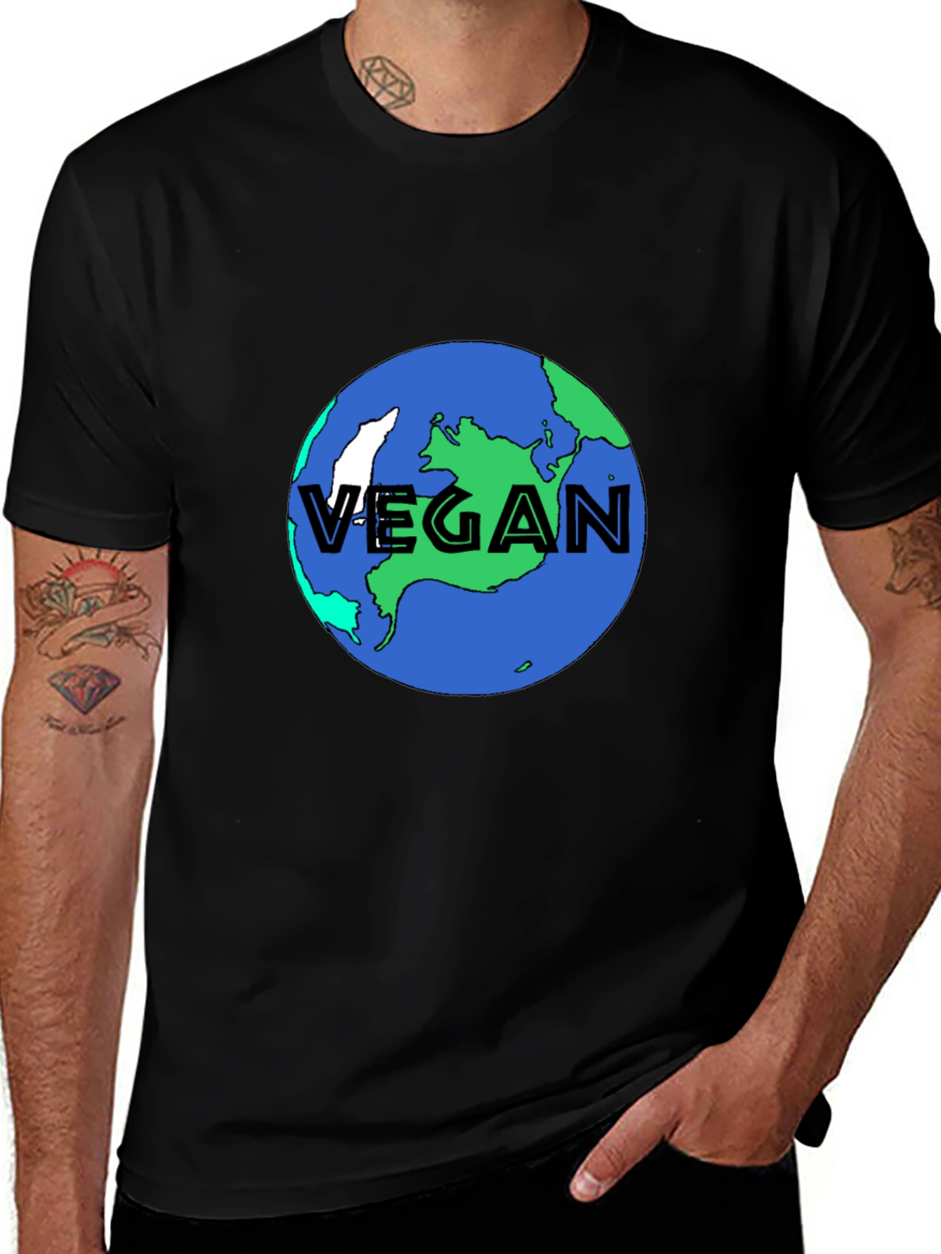 Vegan Earth Graphic Tee - Black Sustainable Fashion
