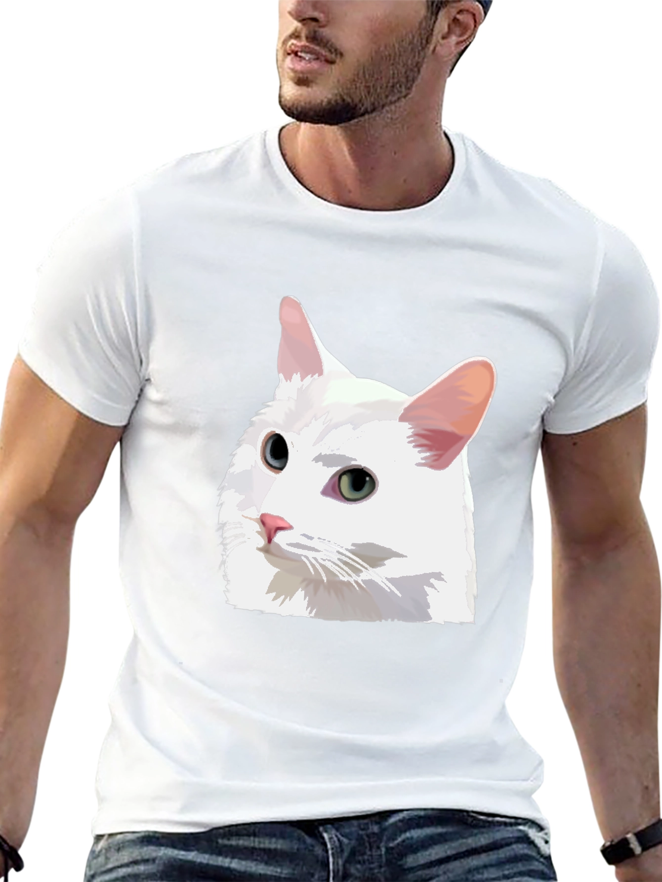 Cat T-Shirt - White Cat Graphic Tee