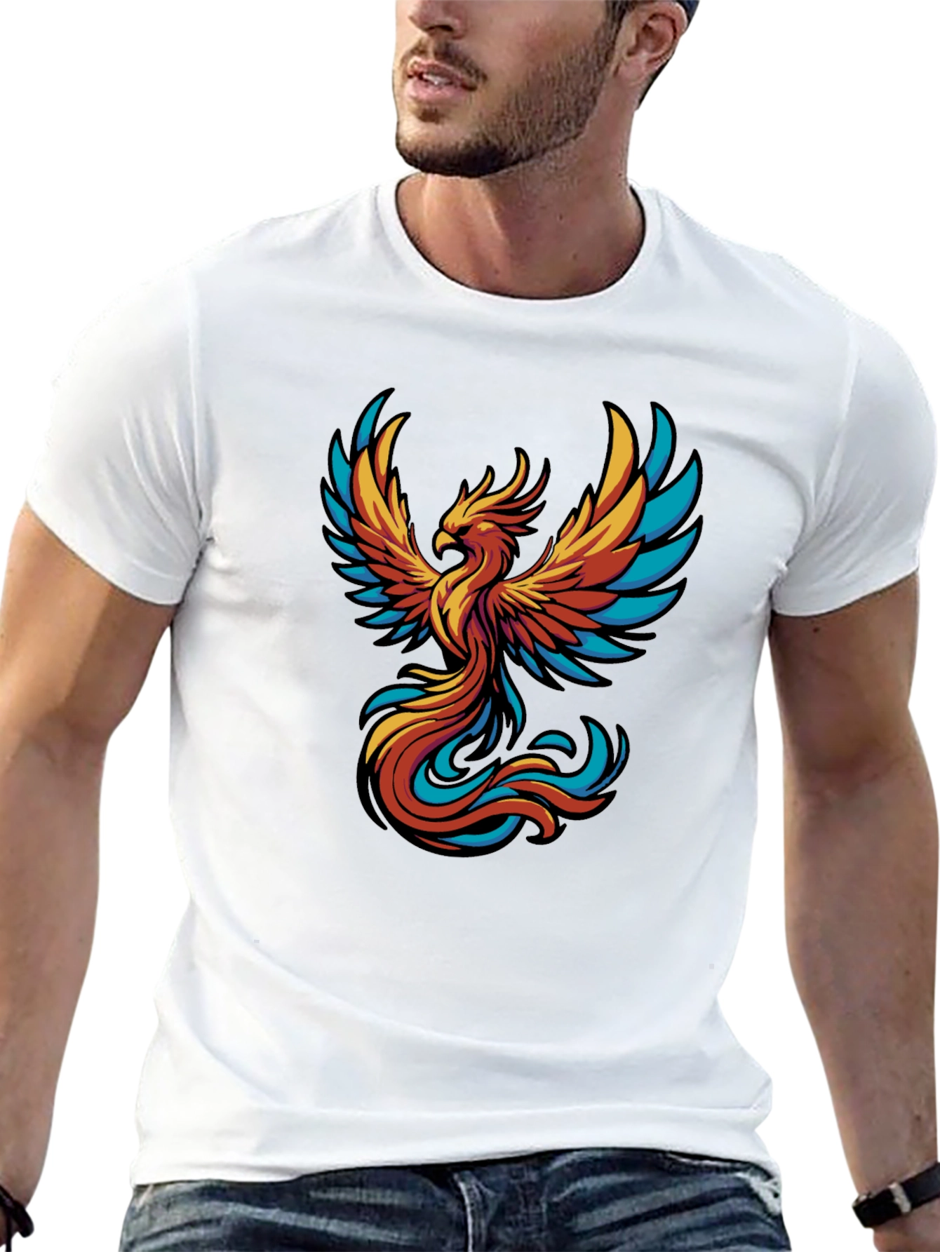 Phoenix Graphic Tee - Black Cotton T-Shirt