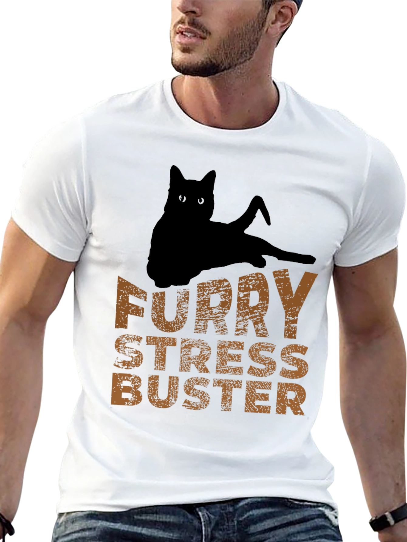 Furry Stress Buster Graphic Tee - Cat Lovers T-Shirt