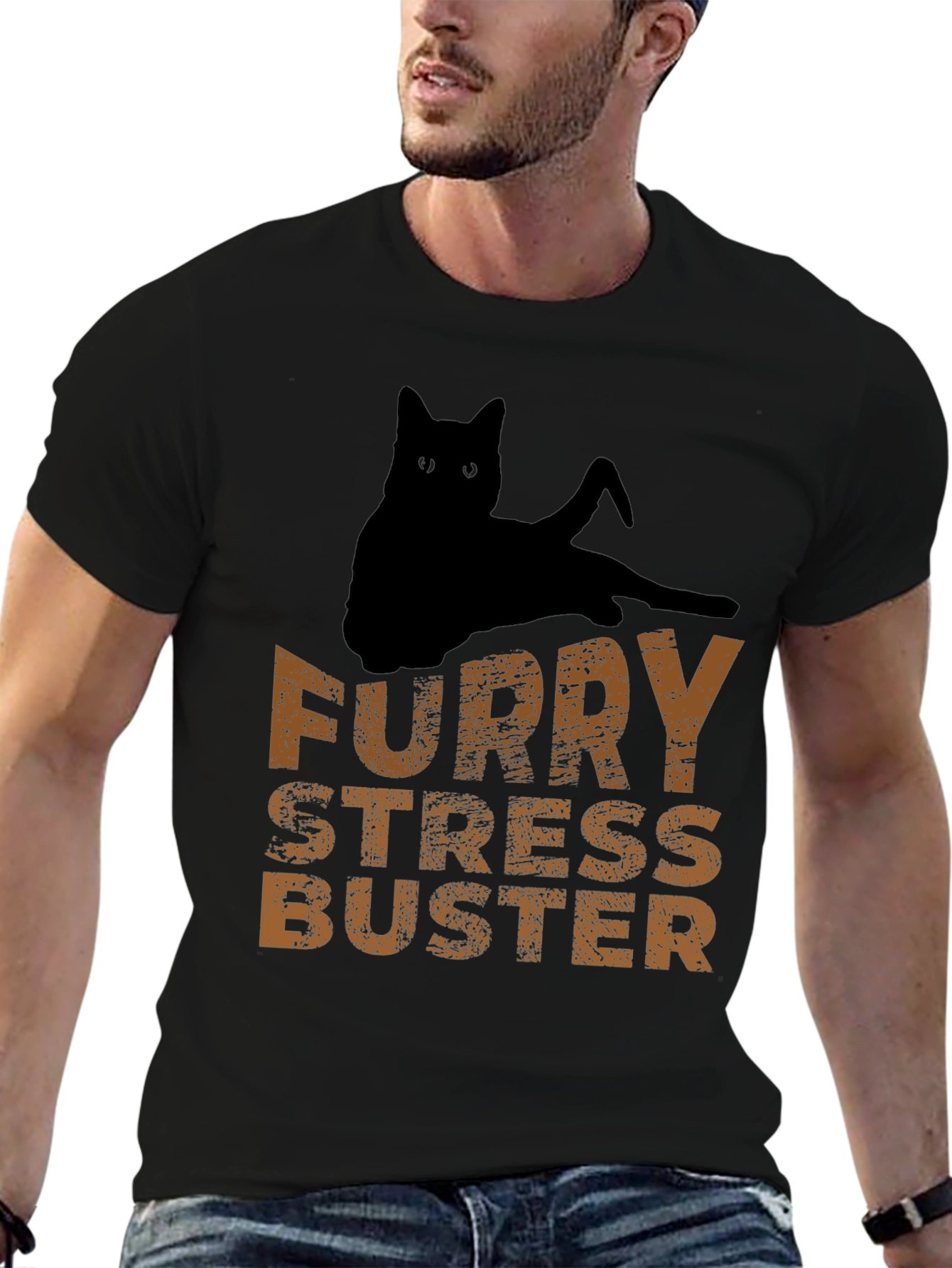 Furry Stress Buster Graphic Tee - Cat Lovers T-Shirt