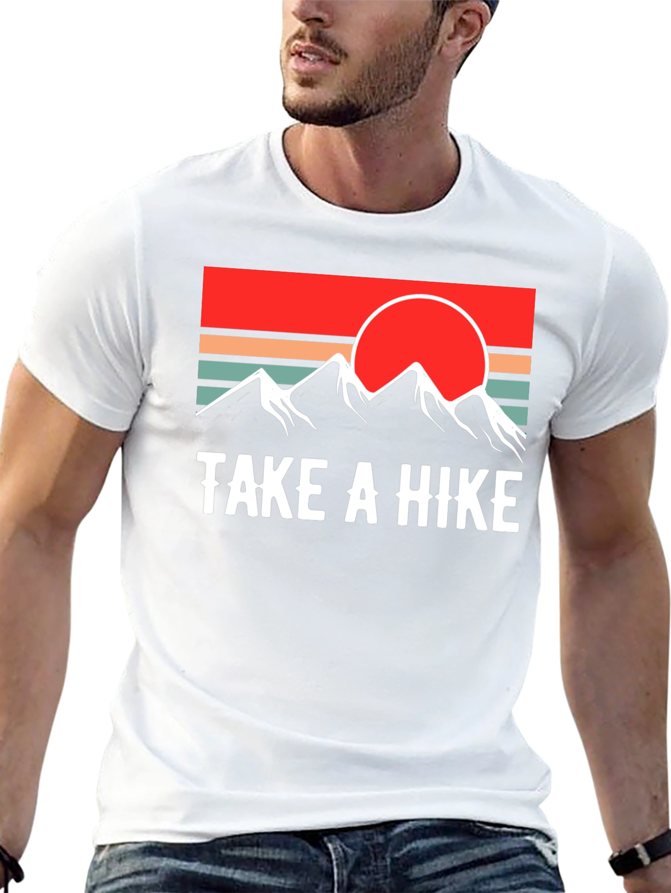 Take A Hike Graphic Tee - Retro Mountain Sunset