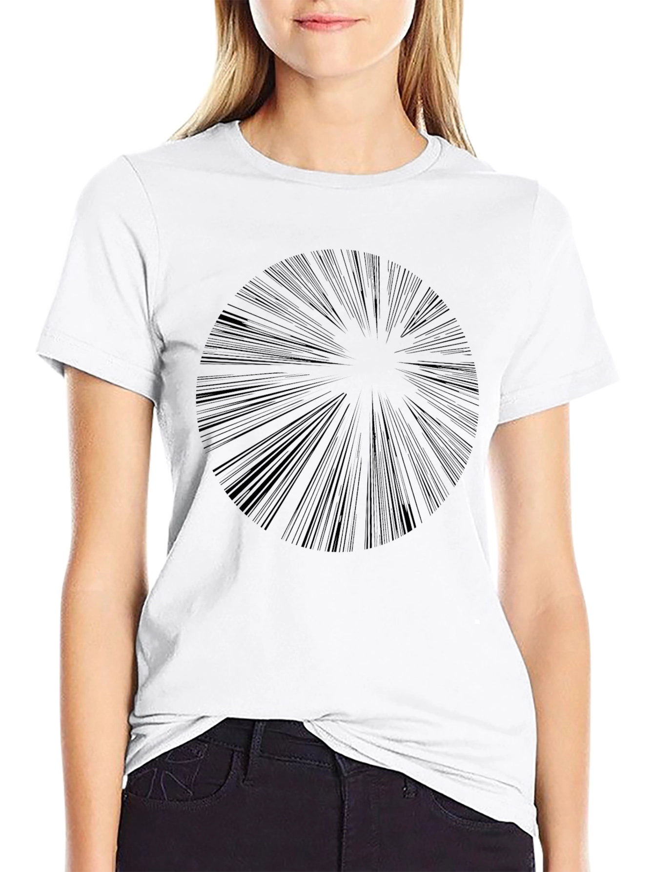 Abstract Radial Burst Black T-Shirt