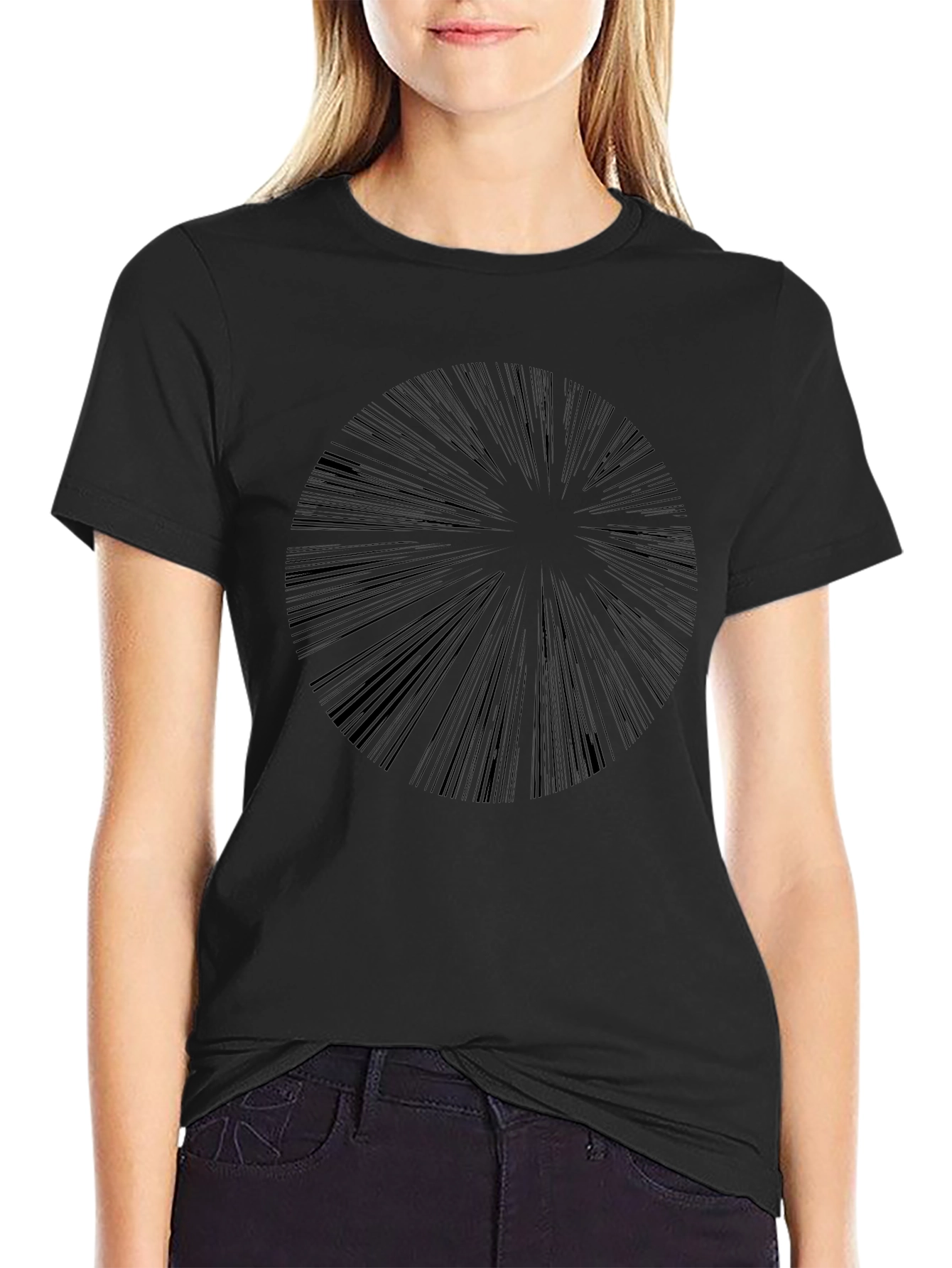 Abstract Radial Burst Black T-Shirt