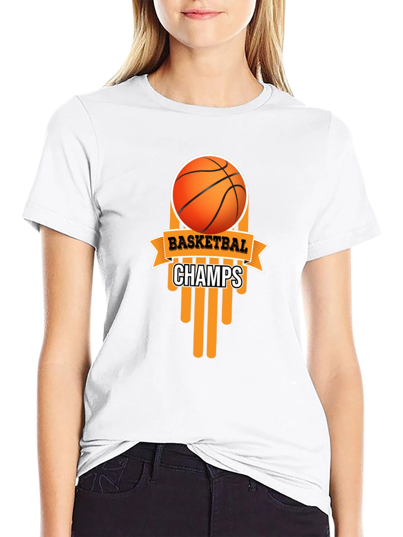 Basketball Champs Black Graphic T-Shirt