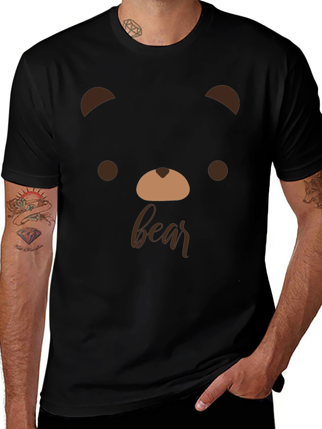 Cute Bear Face Graphic Tee - Soft Cotton T-Shirt