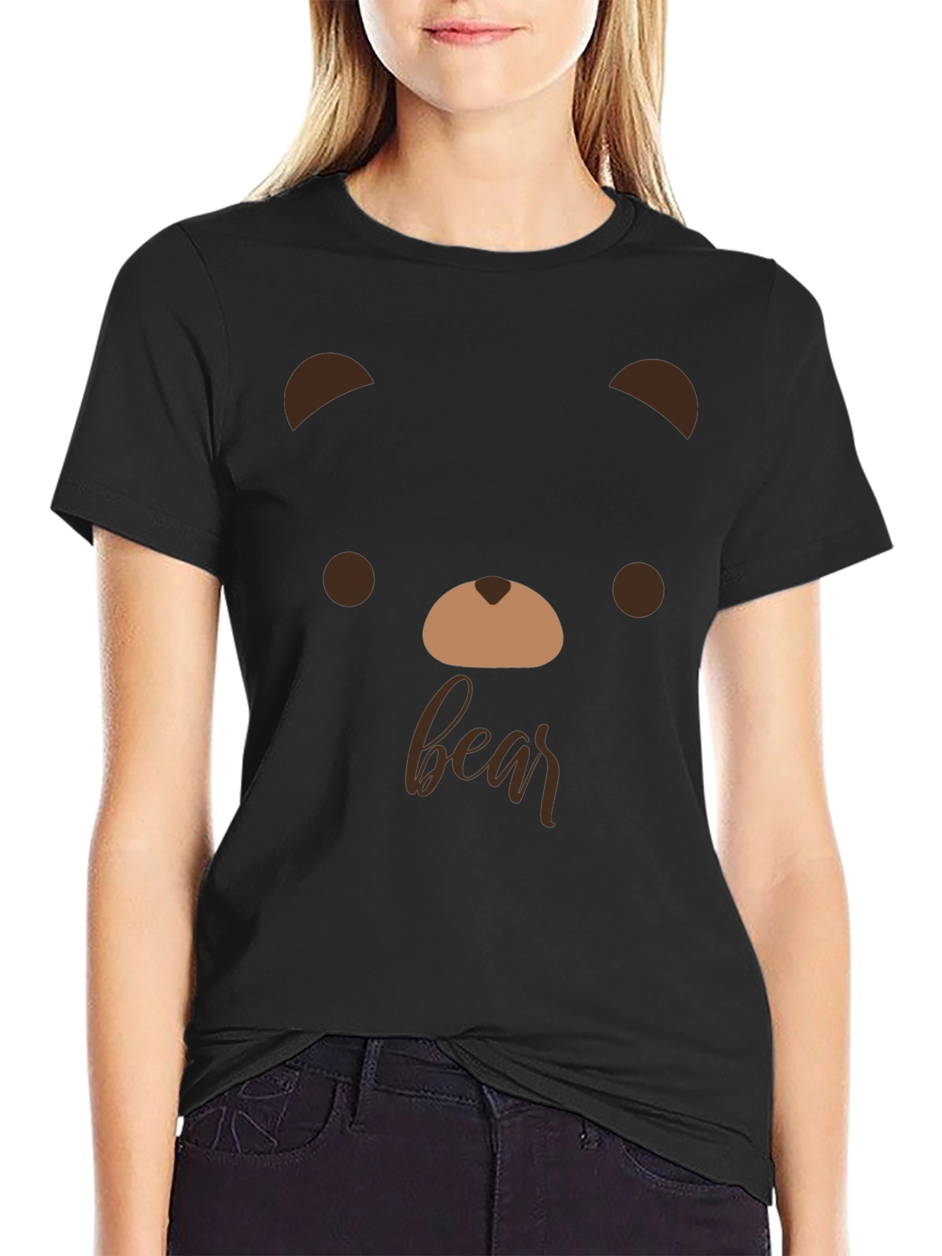 Cute Bear Face Graphic Tee - Soft Cotton T-Shirt