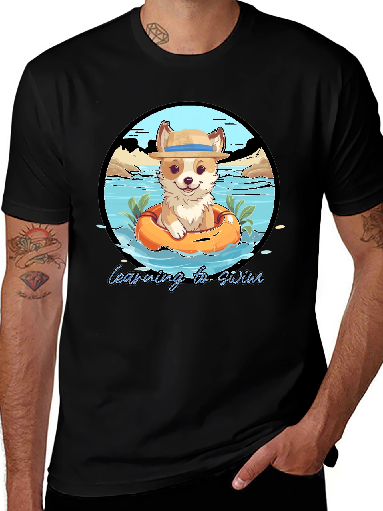 Cute Dog Learning to Swim T-Shirt