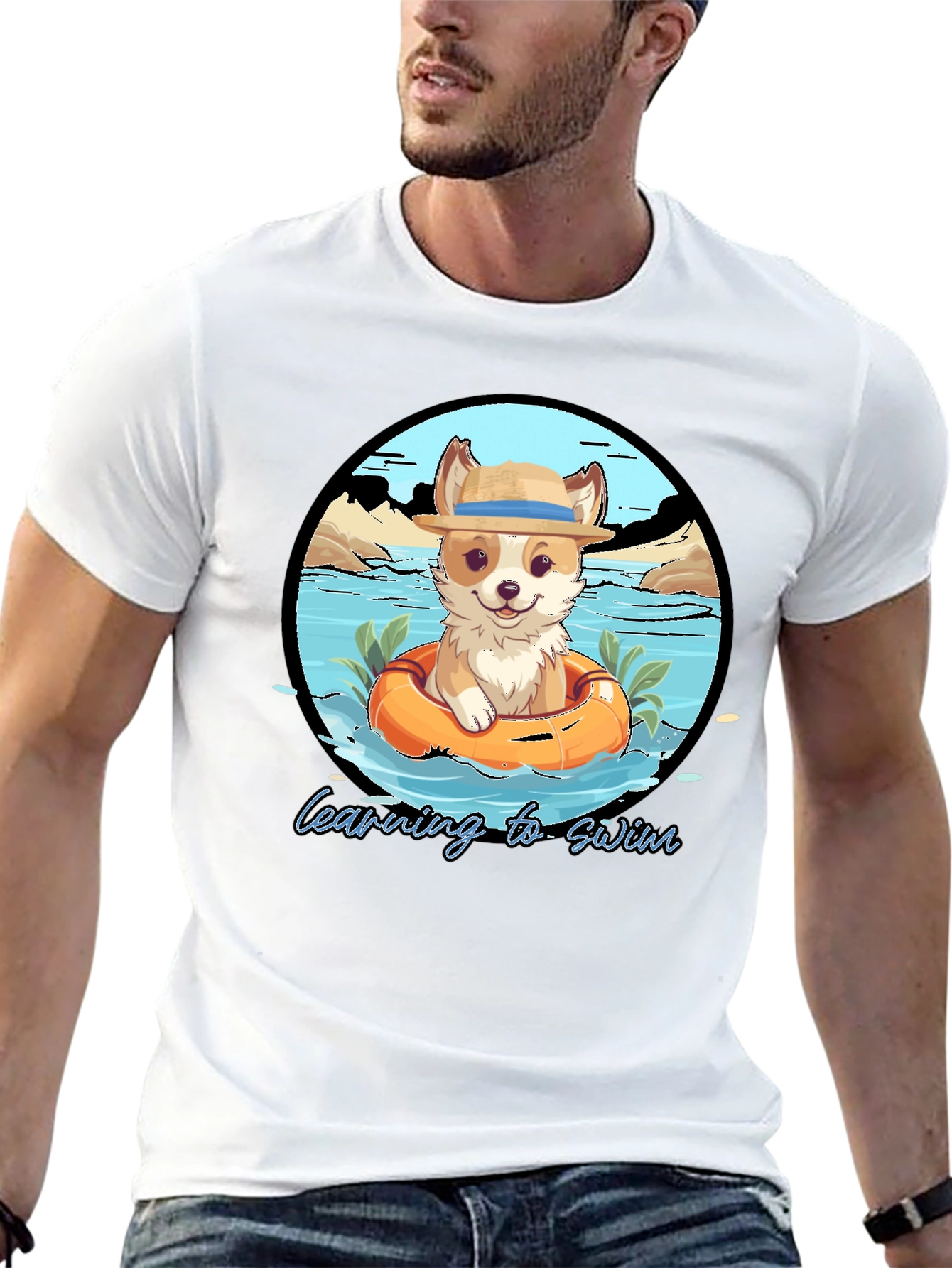 Cute Dog Learning to Swim T-Shirt