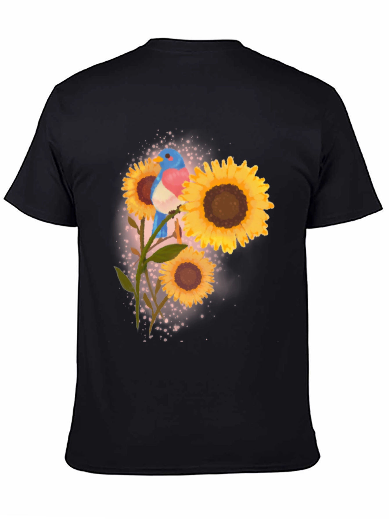 Bird and Sunflower Graphic Tee - Black