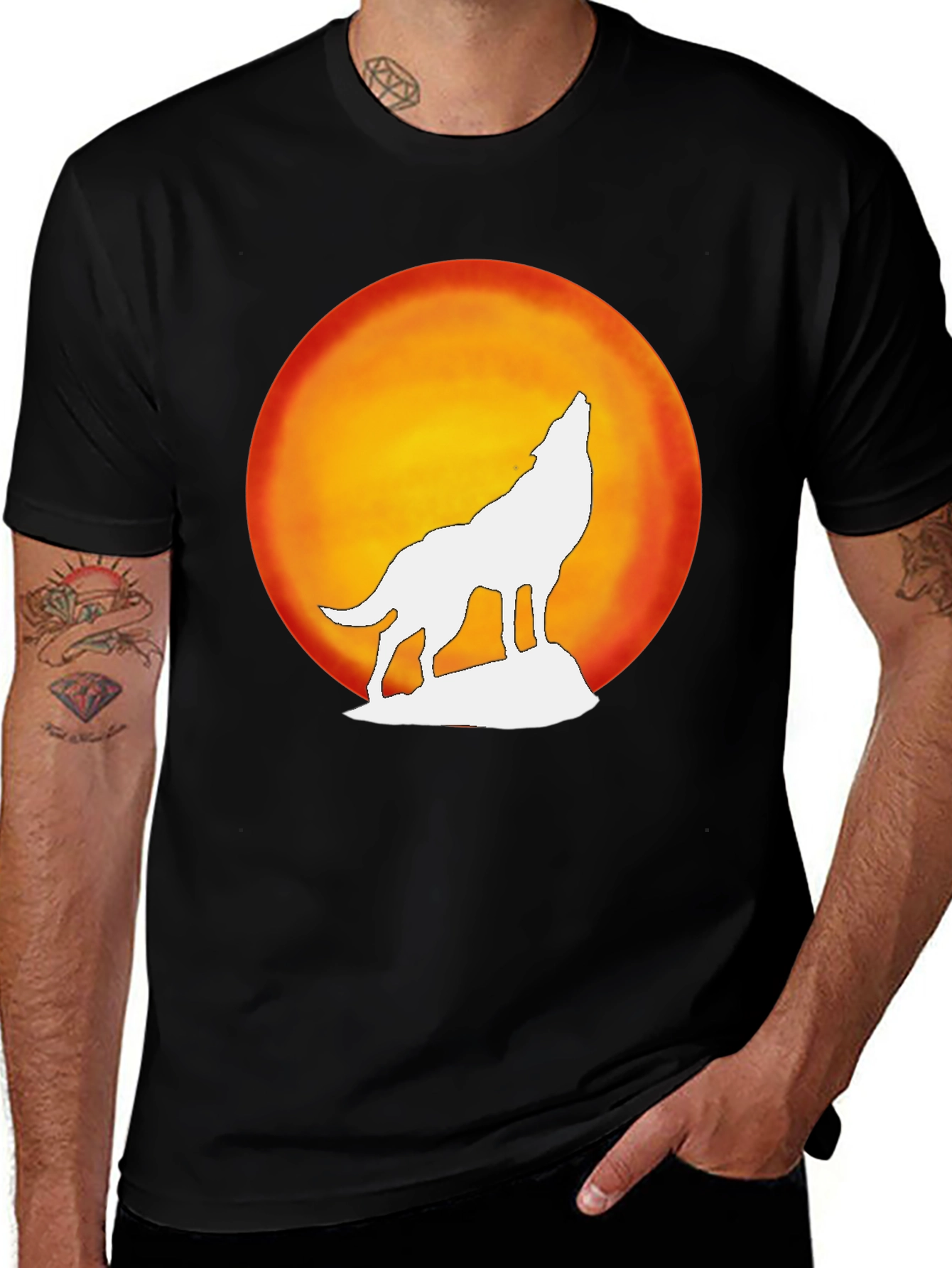 Wolf Howling Moon Graphic Tee