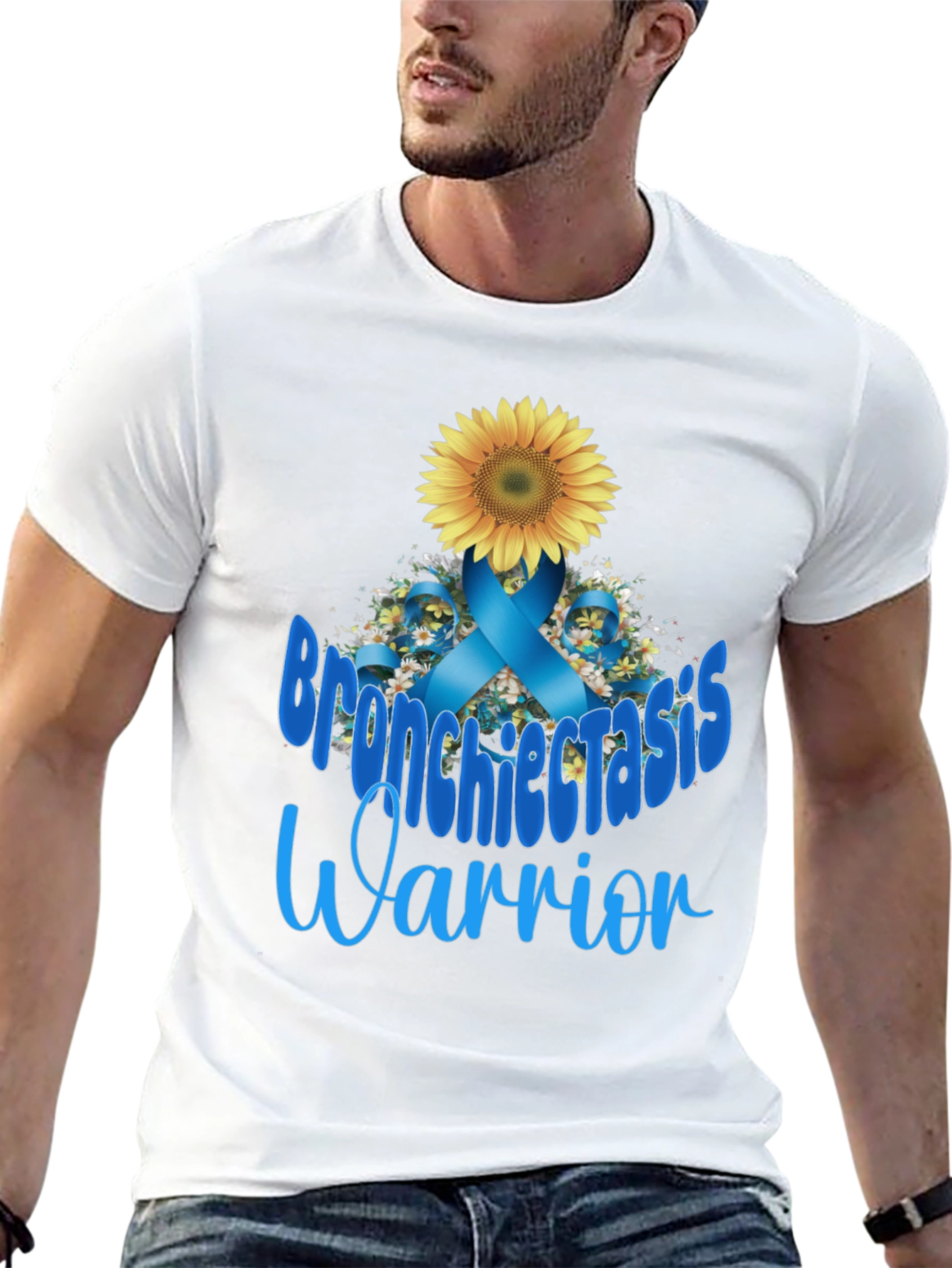 Bronchiectasis Warrior T-Shirt: Sunflower Ribbon Tee