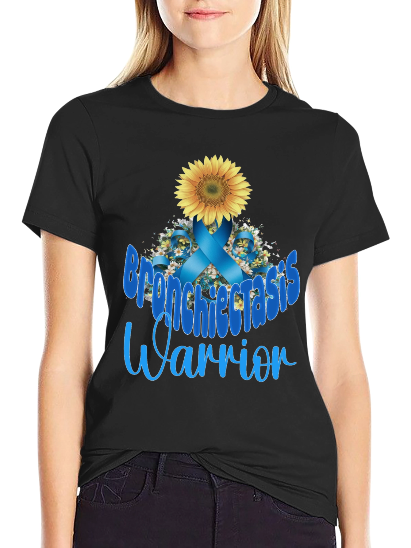 Bronchiectasis Warrior T-Shirt: Sunflower Ribbon Tee