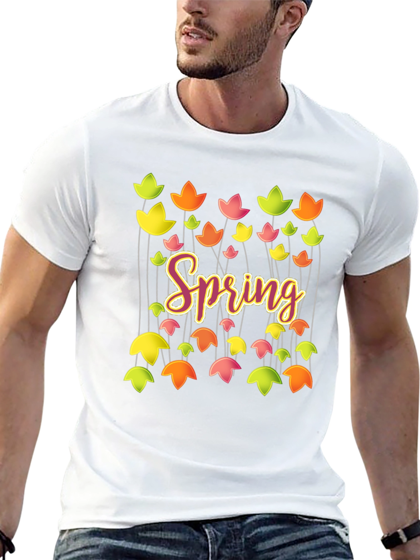 Spring Floral Graphic T-Shirt - Trendy Casual Tee