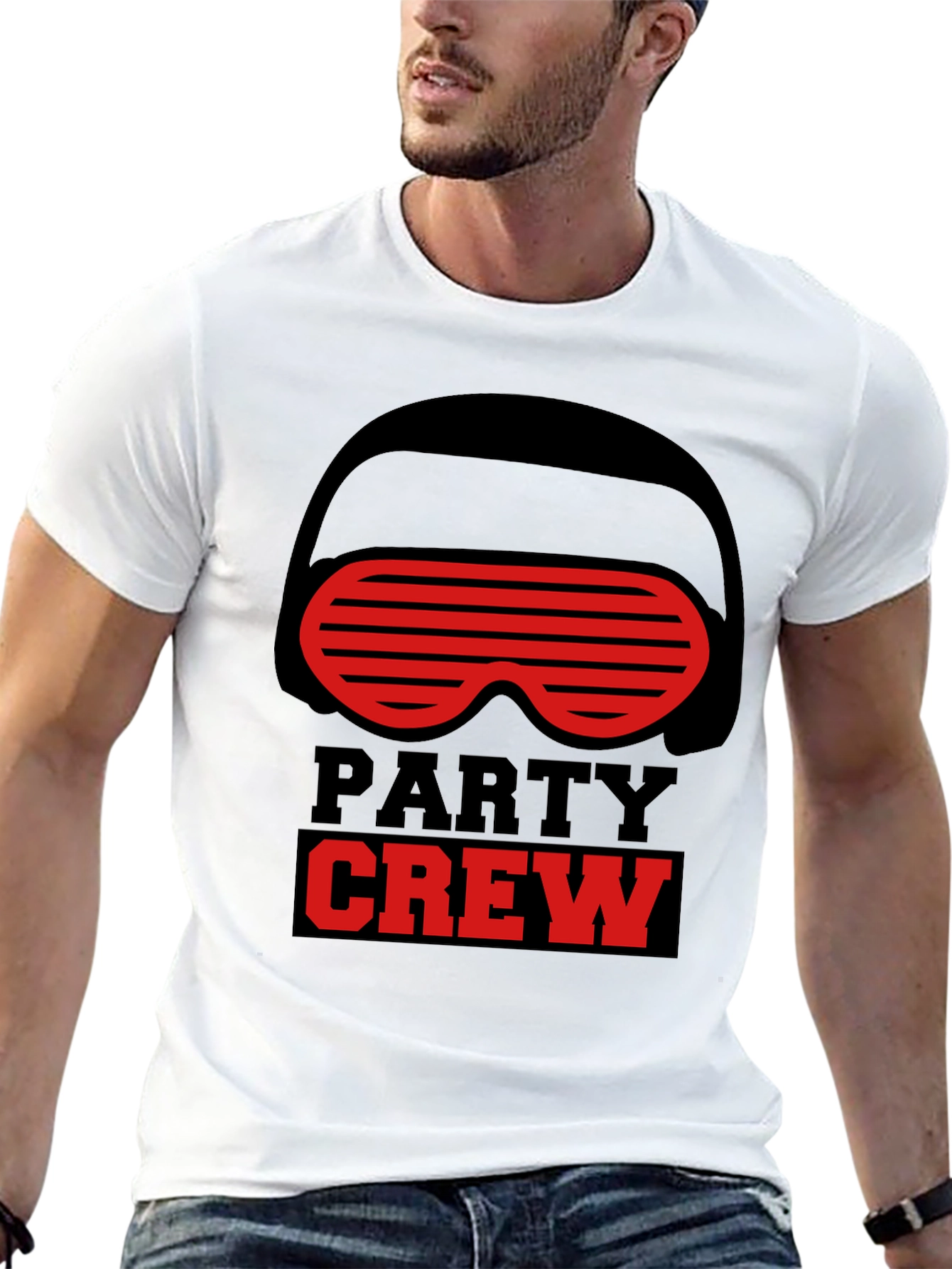 Party Crew Graphic T-Shirt - Black Crew Neck Tee