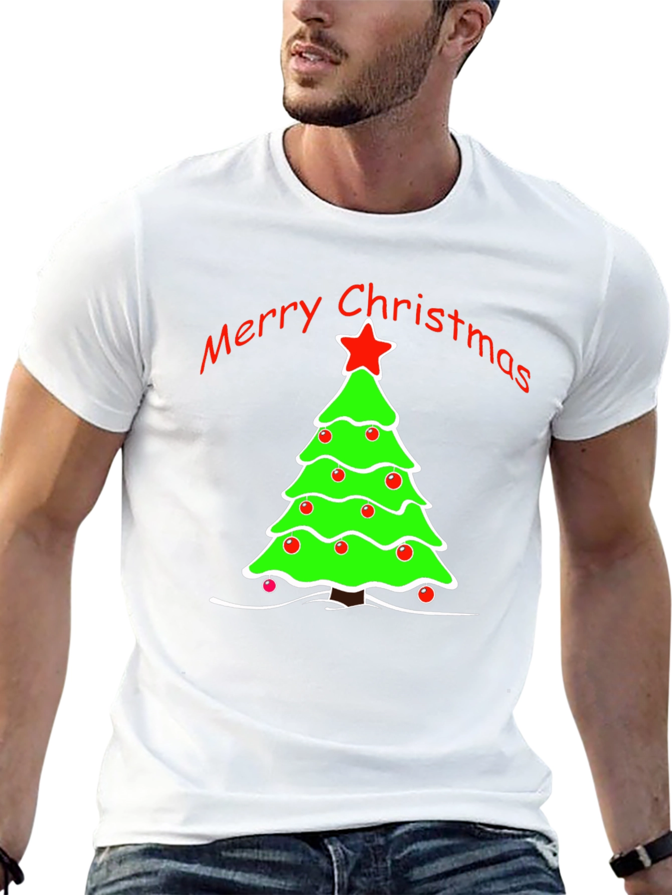 Merry Christmas Tree Graphic T-Shirt