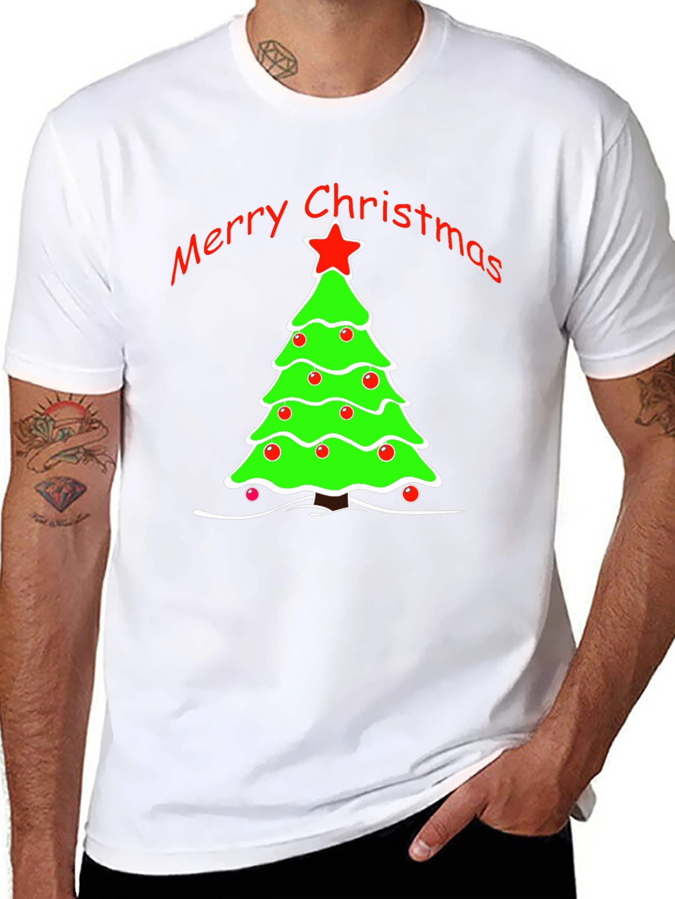 Merry Christmas Tree Graphic T-Shirt