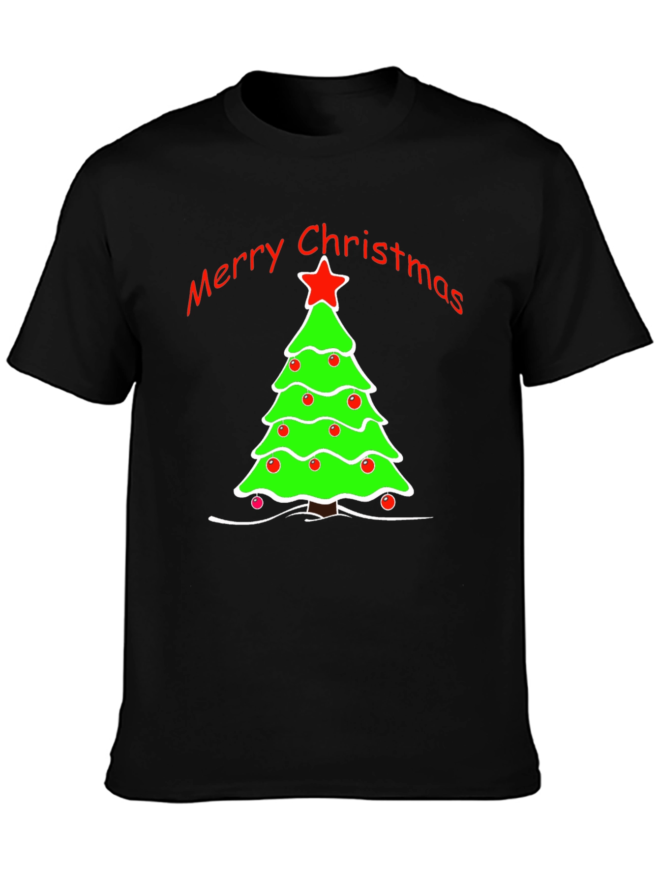 Merry Christmas Tree Graphic T-Shirt