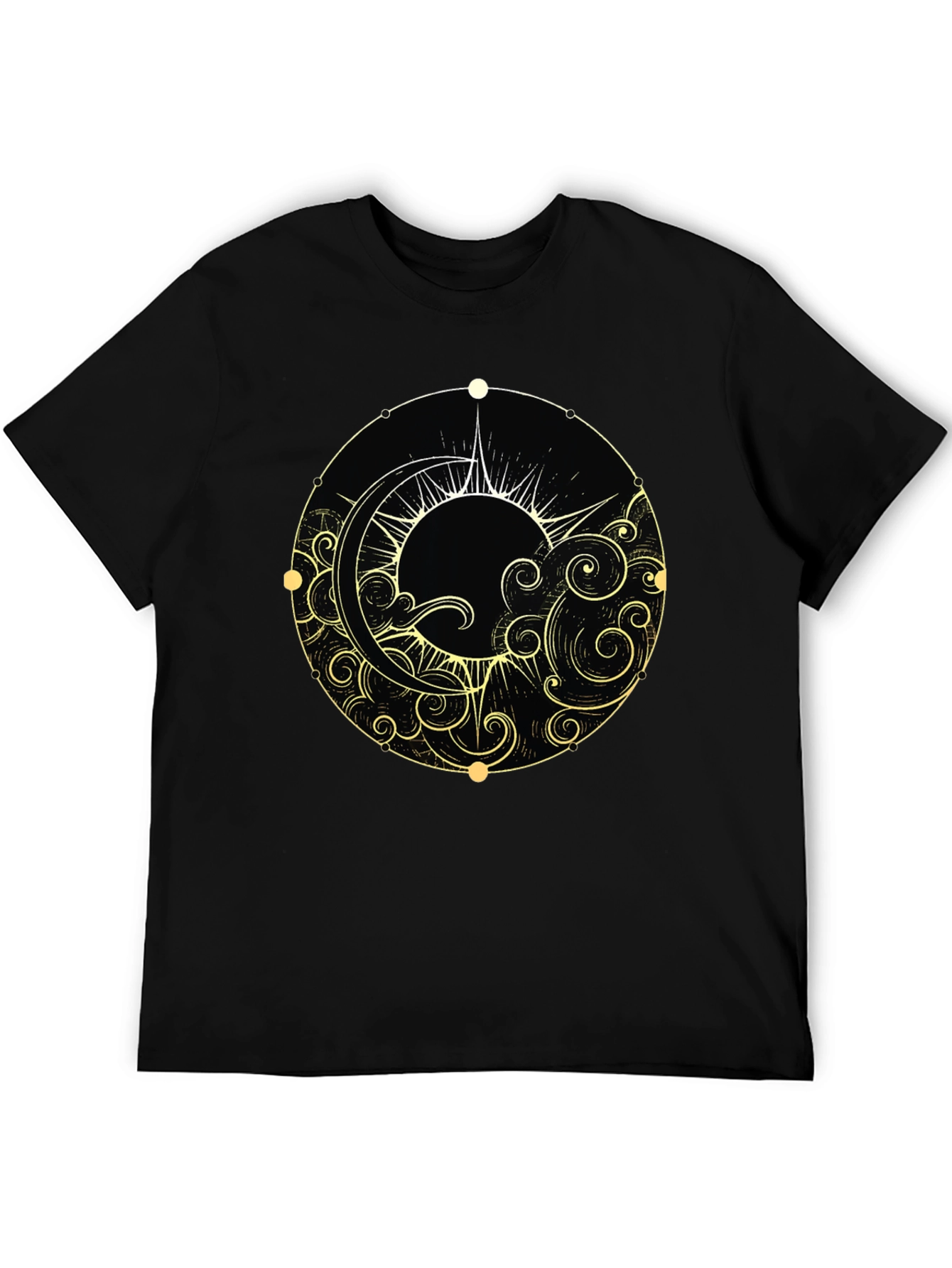 Celestial Sun & Moon Black Graphic Tee