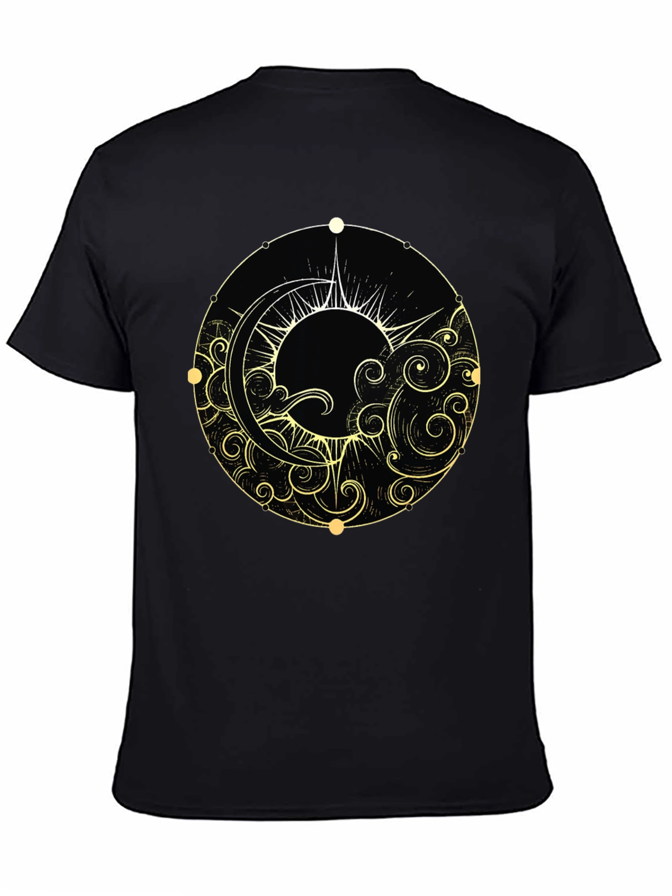 Celestial Sun & Moon Black Graphic Tee