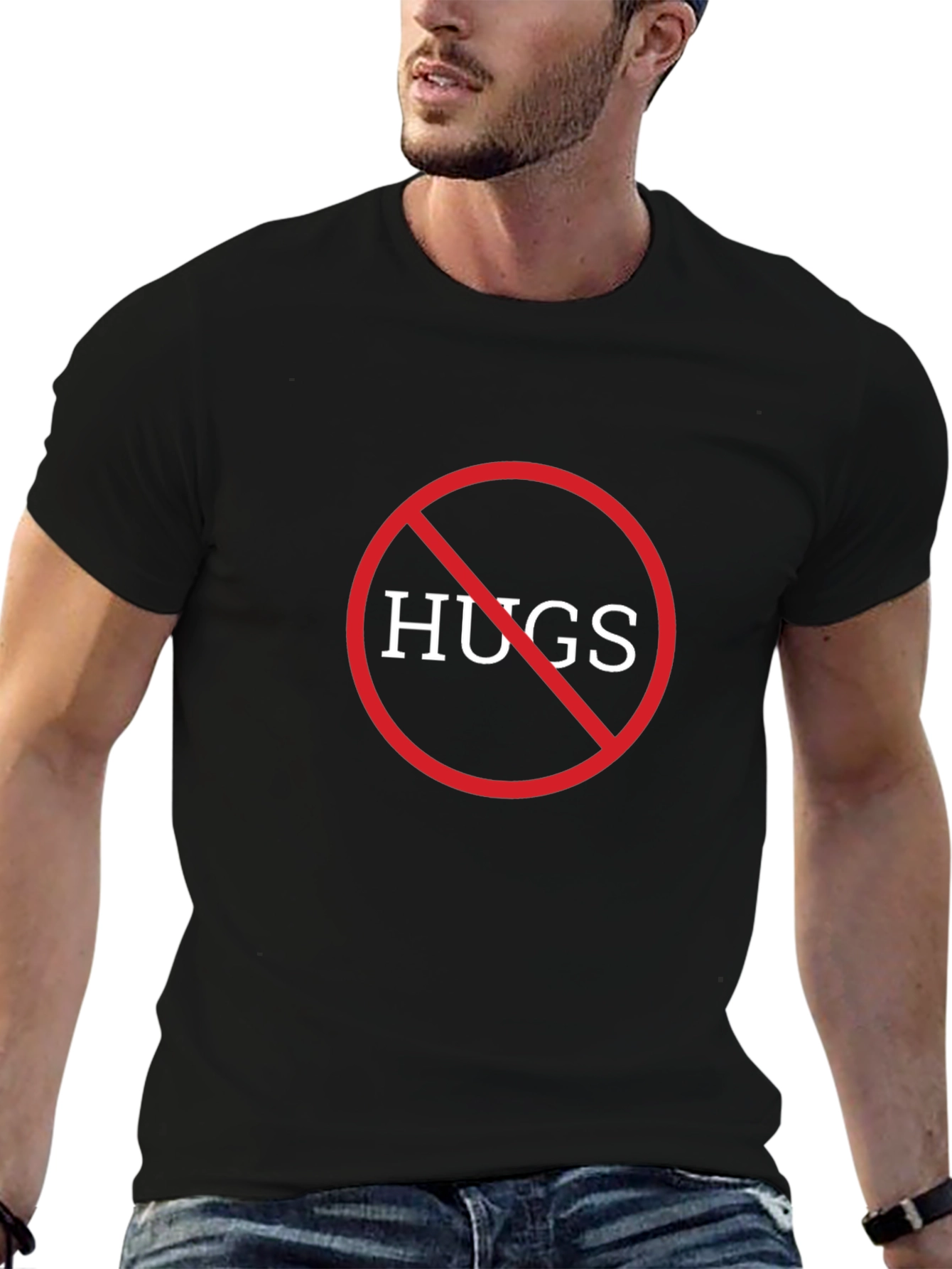 No Hugs Graphic Tee - Black Cotton Comfort