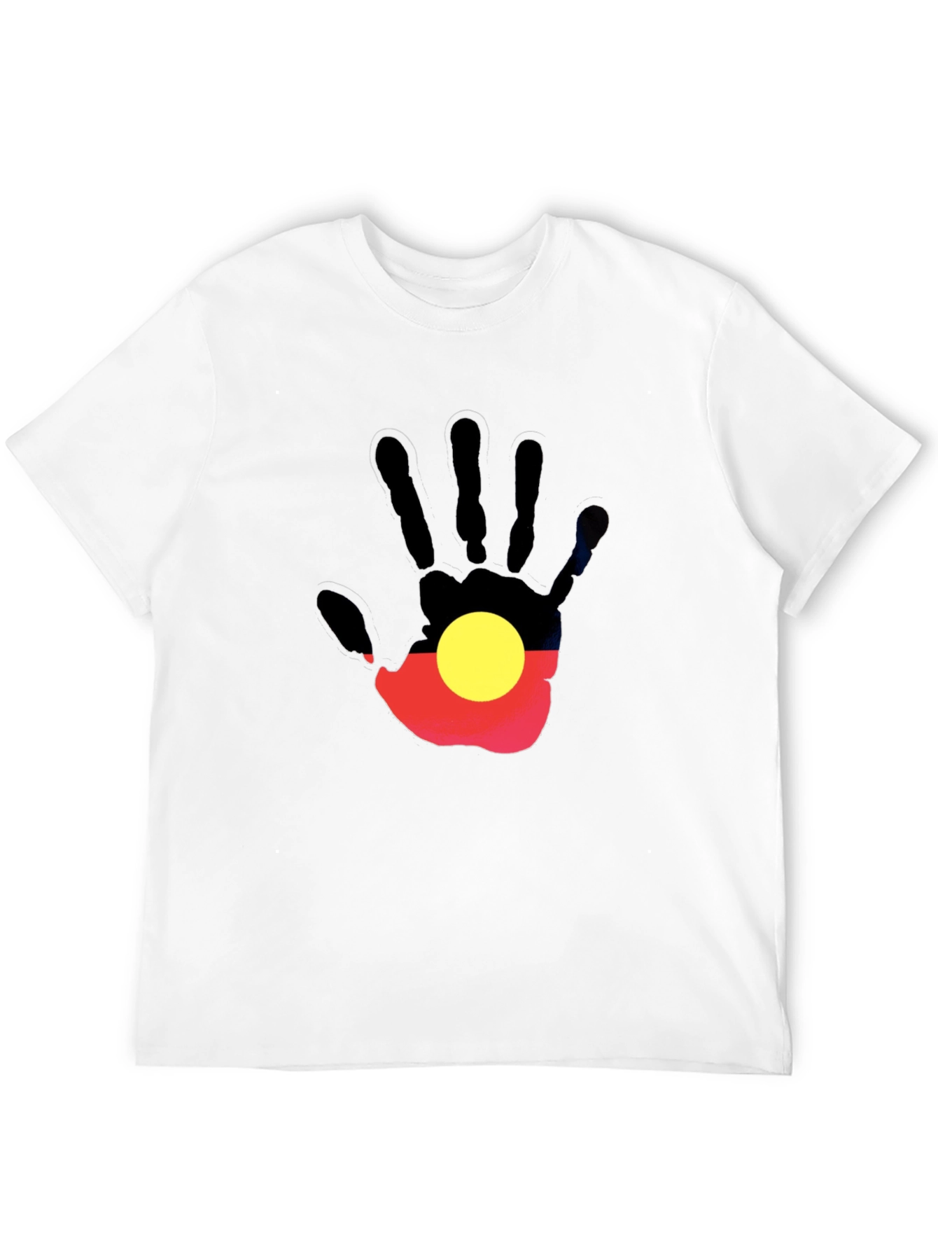 Aboriginal Flag Hand Print Black T-Shirt