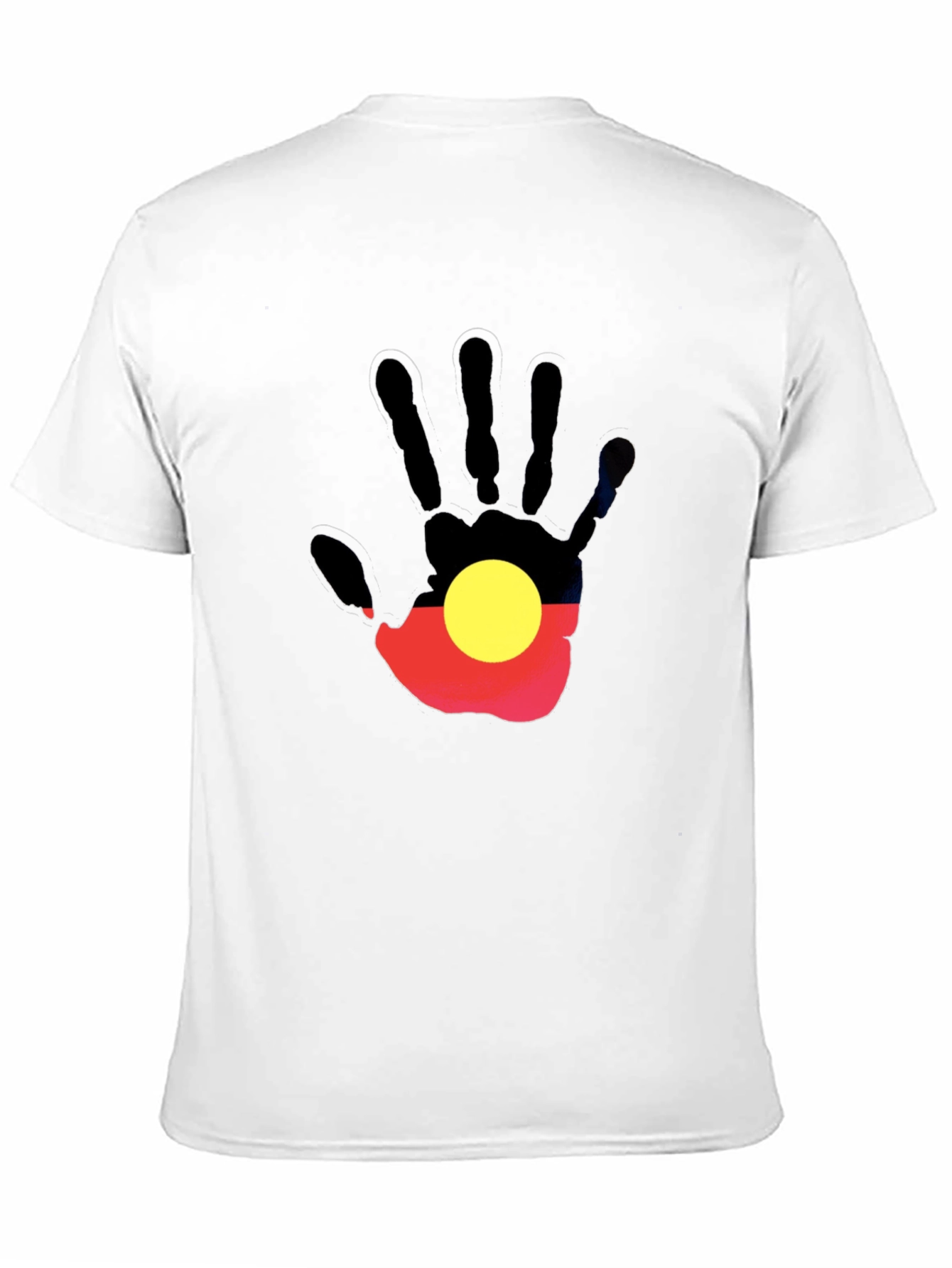 Aboriginal Flag Hand Print Black T-Shirt