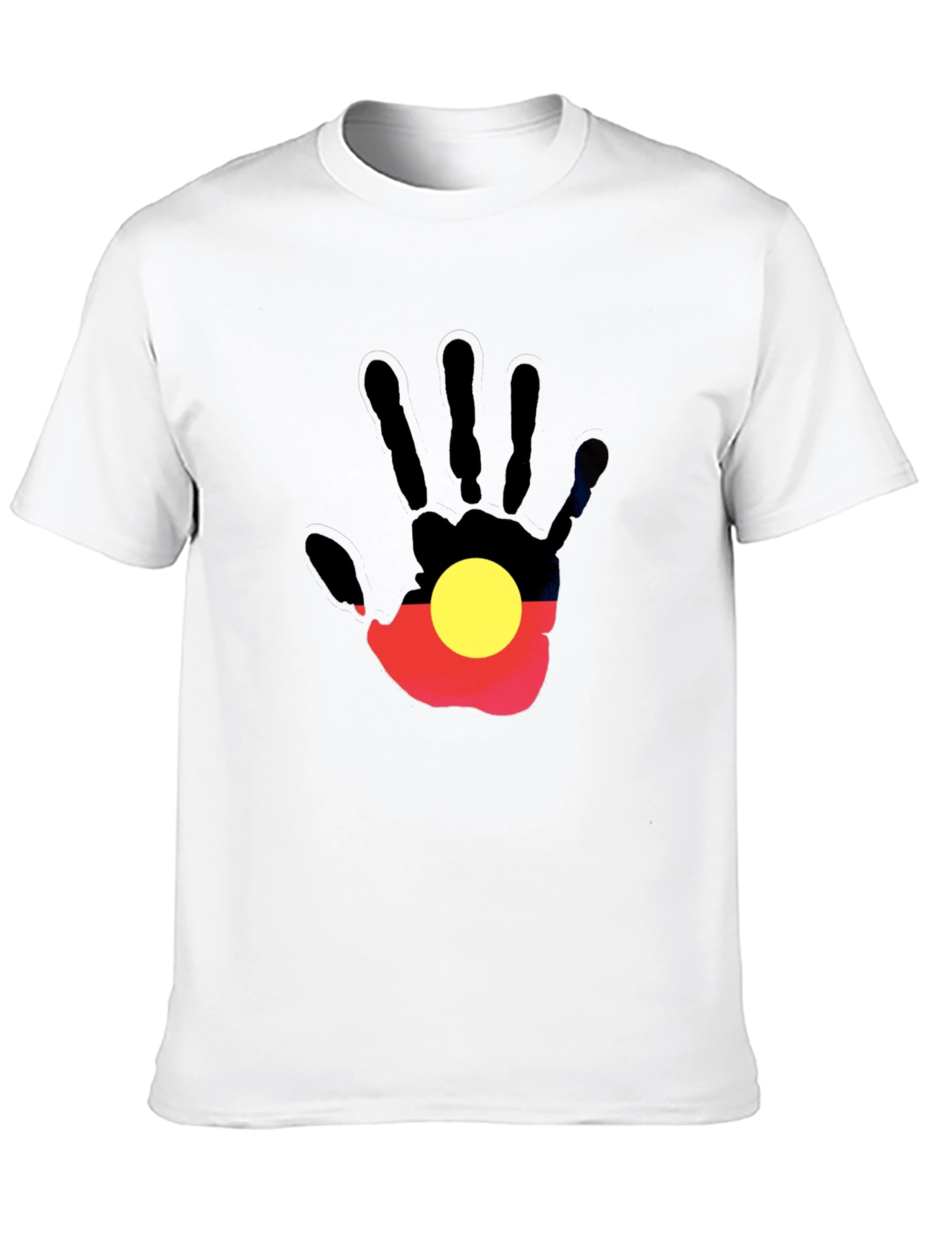 Aboriginal Flag Hand Print Black T-Shirt