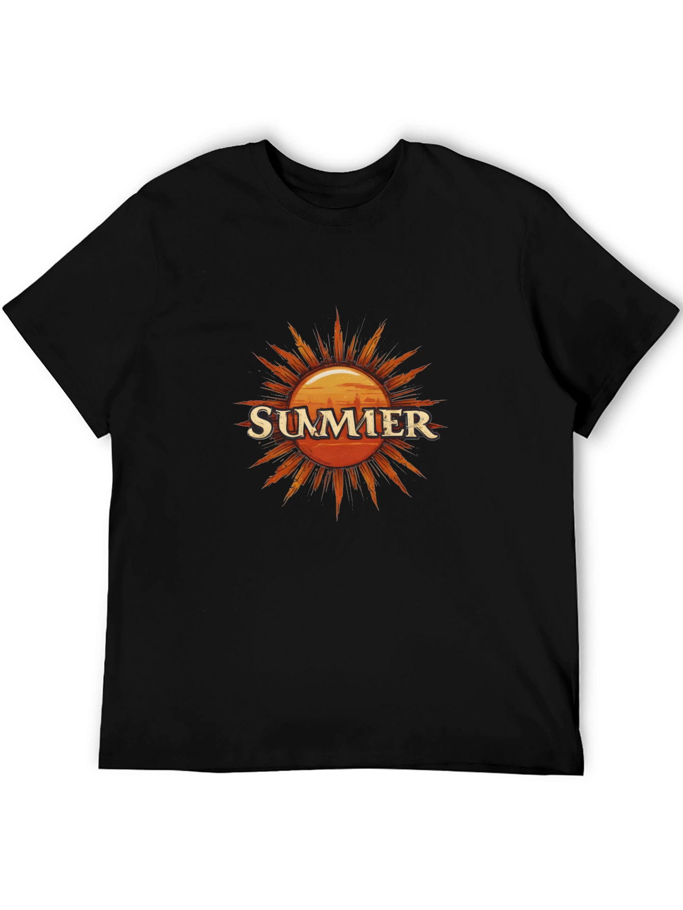 Summer Sun Graphic Tee - Black Cotton T-Shirt