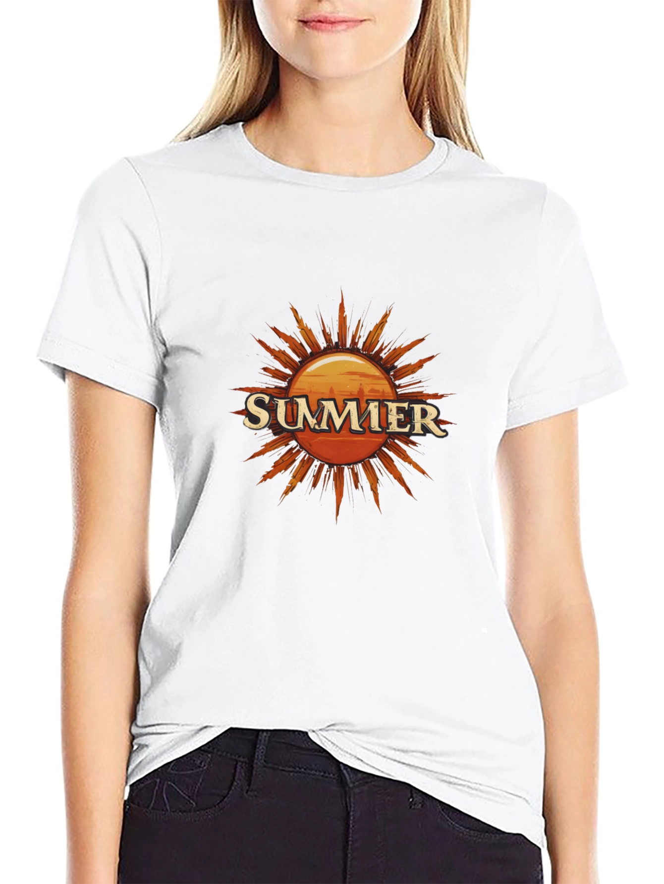 Summer Sun Graphic Tee - Black Cotton T-Shirt