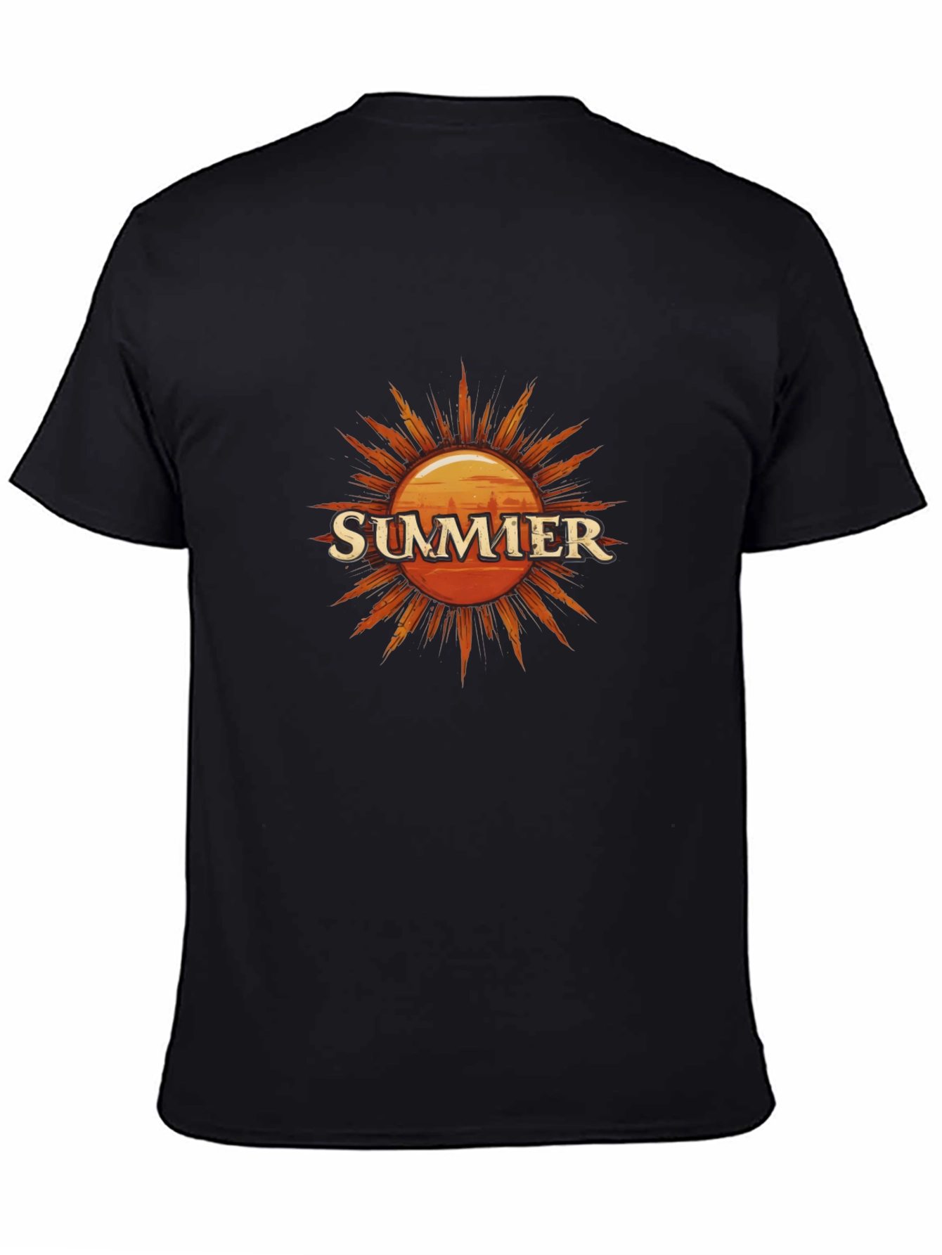 Summer Sun Graphic Tee - Black Cotton T-Shirt