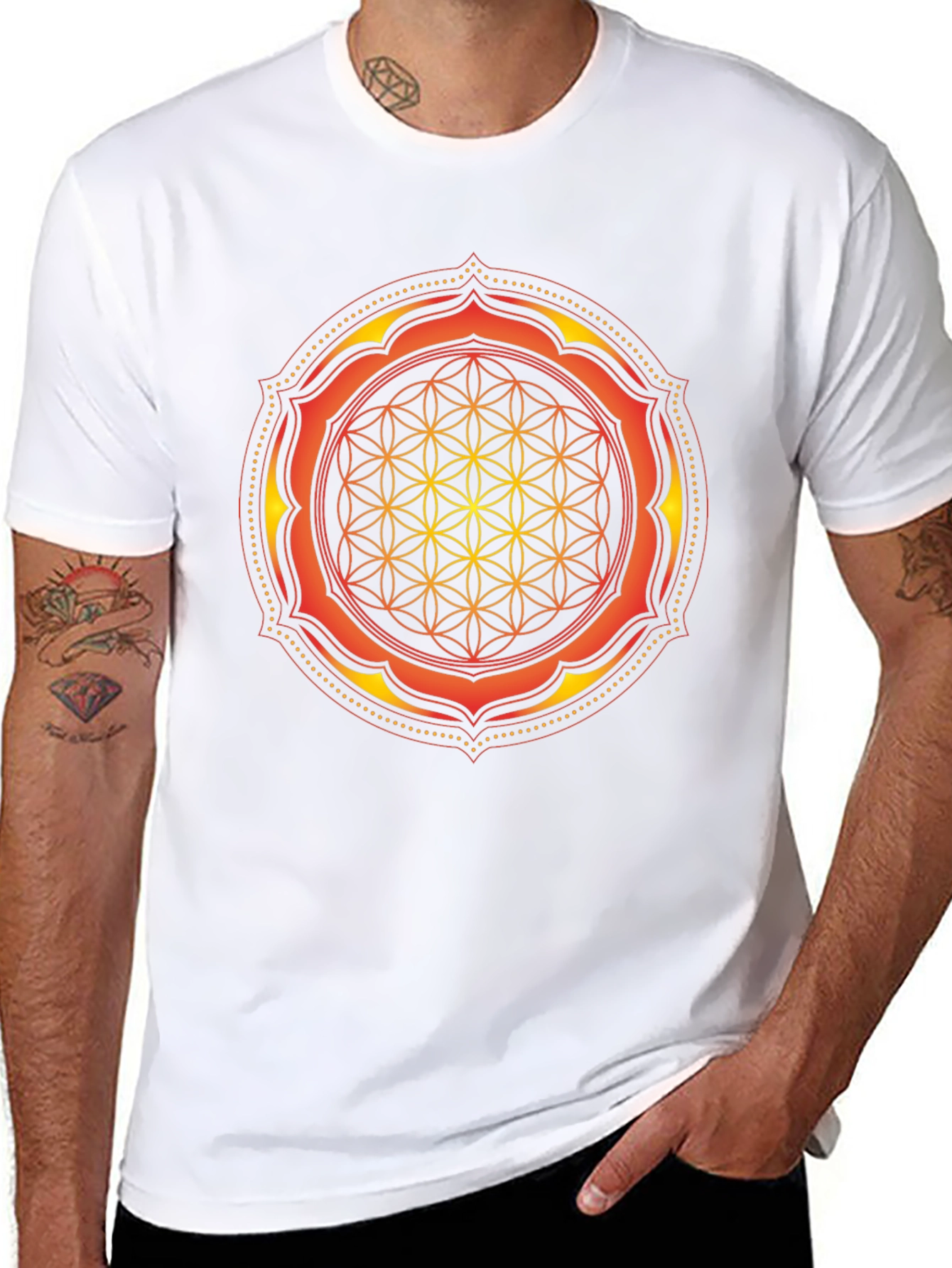 Sacred Geometry Mandala Graphic Tee - Black