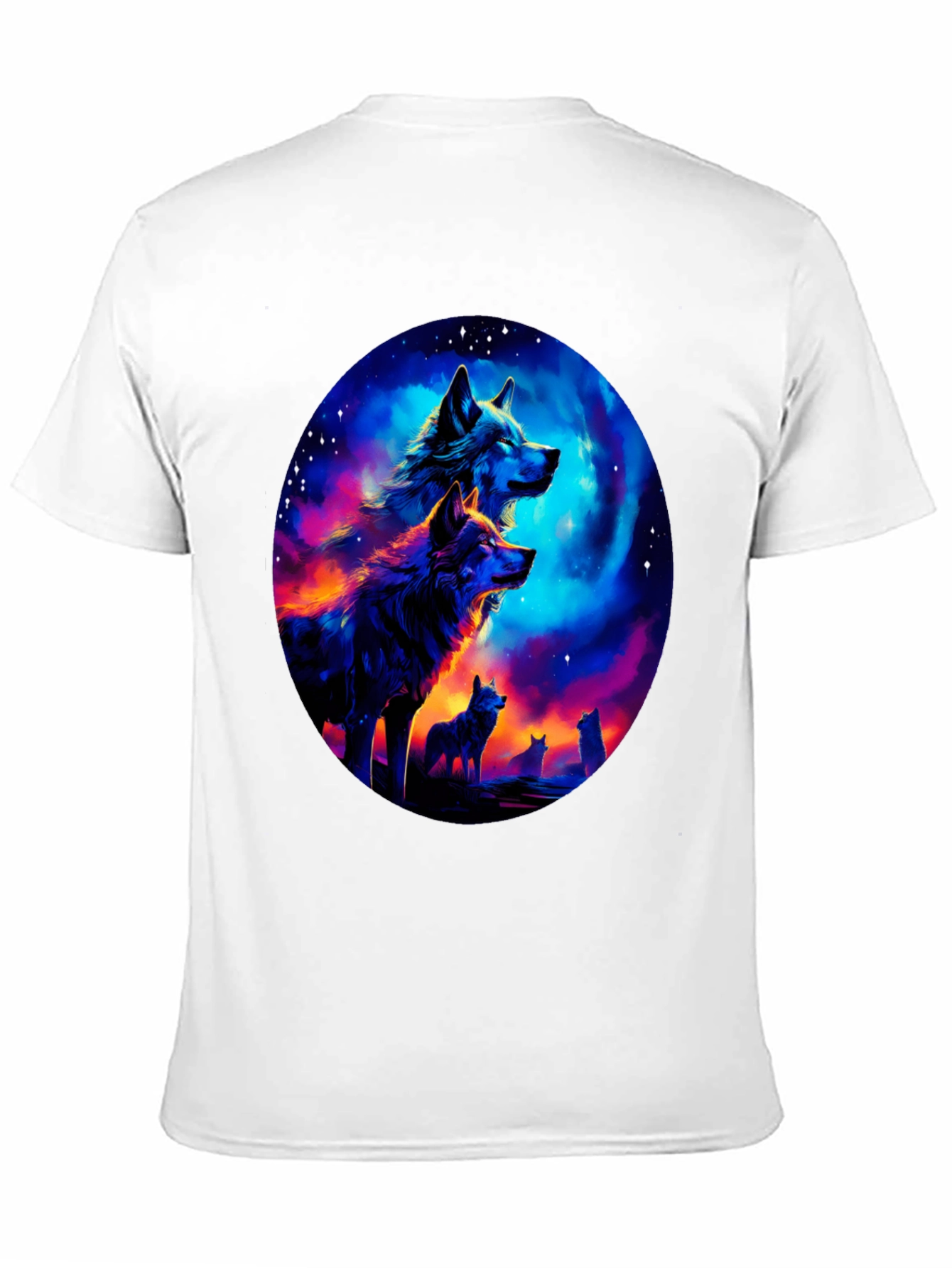 Wolf Pack Galaxy Print Black T-Shirt