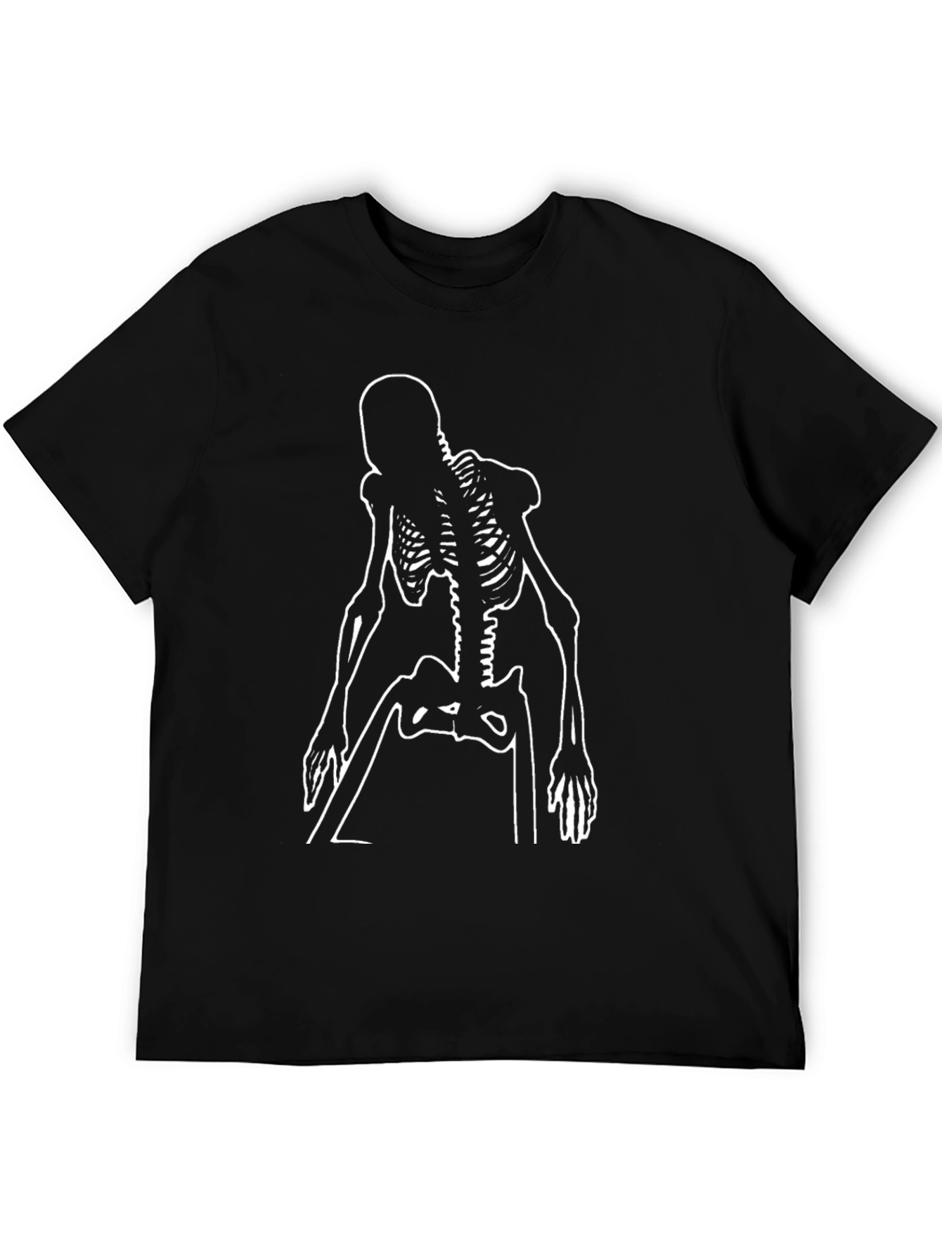 Skeleton Outline Graphic Tee - Black
