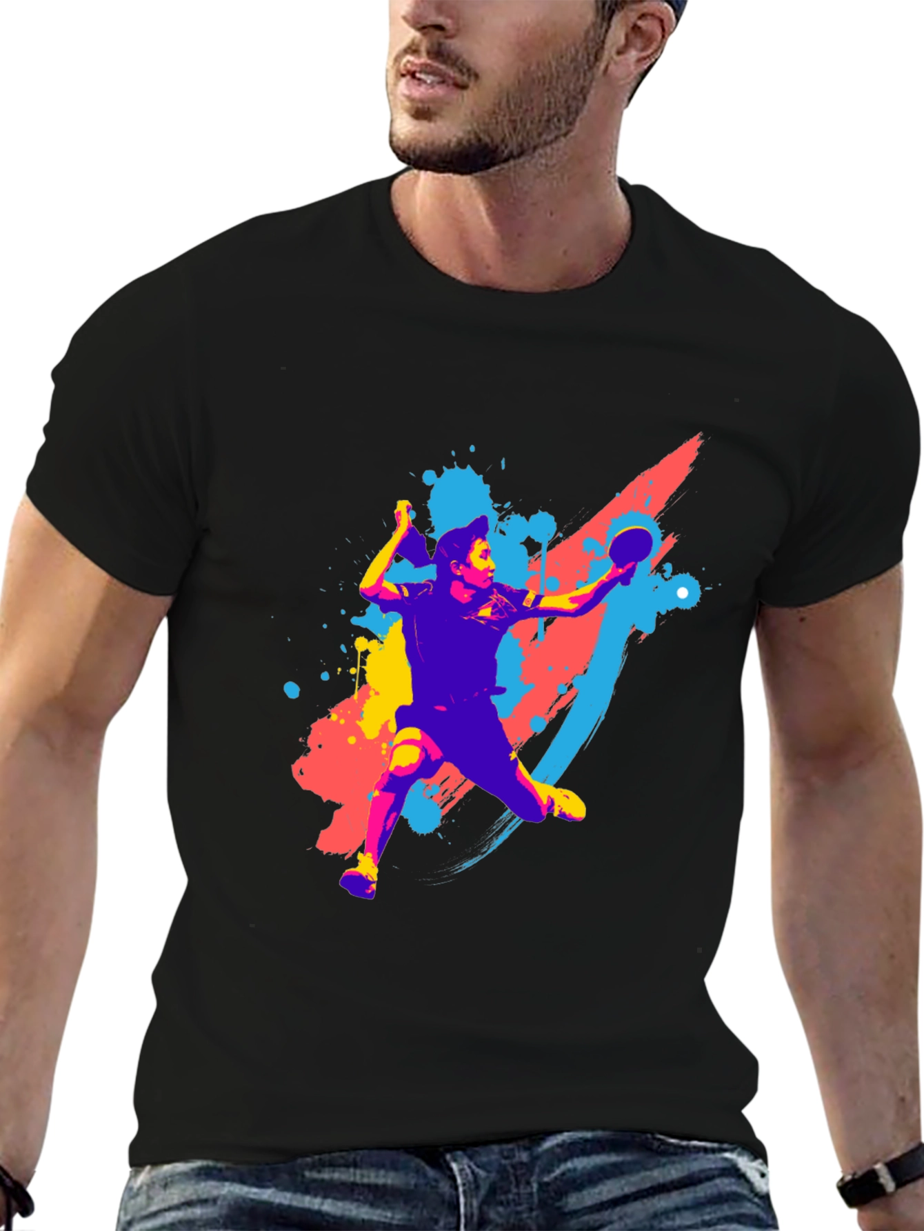 Table Tennis Player Graphic Tee - Sporty Style