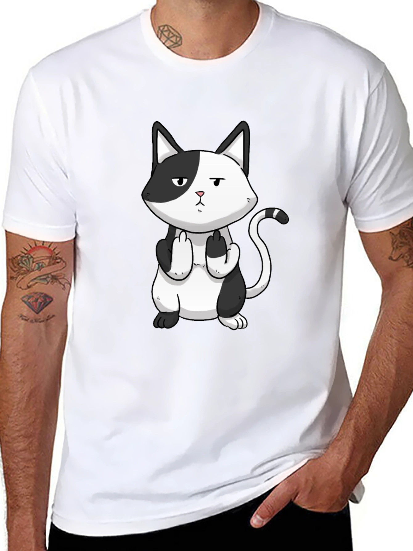 Rude Cat Graphic T-Shirt - Black Humor Tee