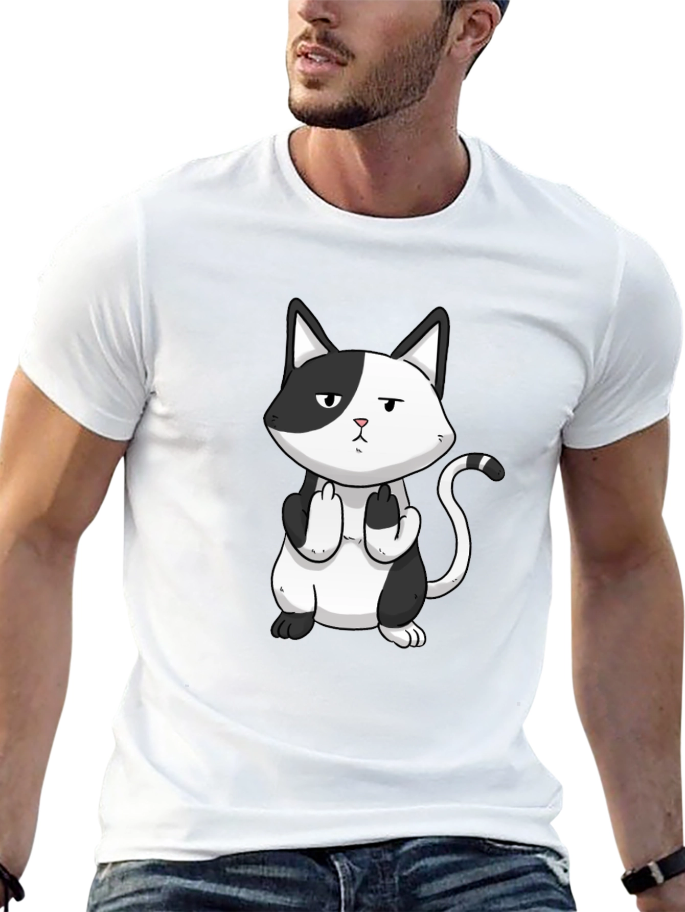Rude Cat Graphic T-Shirt - Black Humor Tee