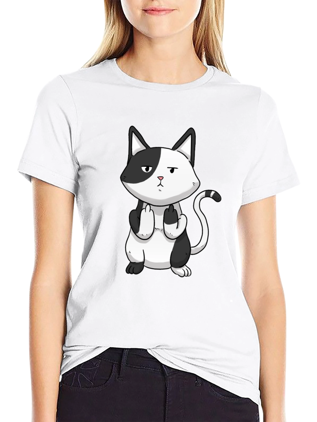 Rude Cat Graphic T-Shirt - Black Humor Tee